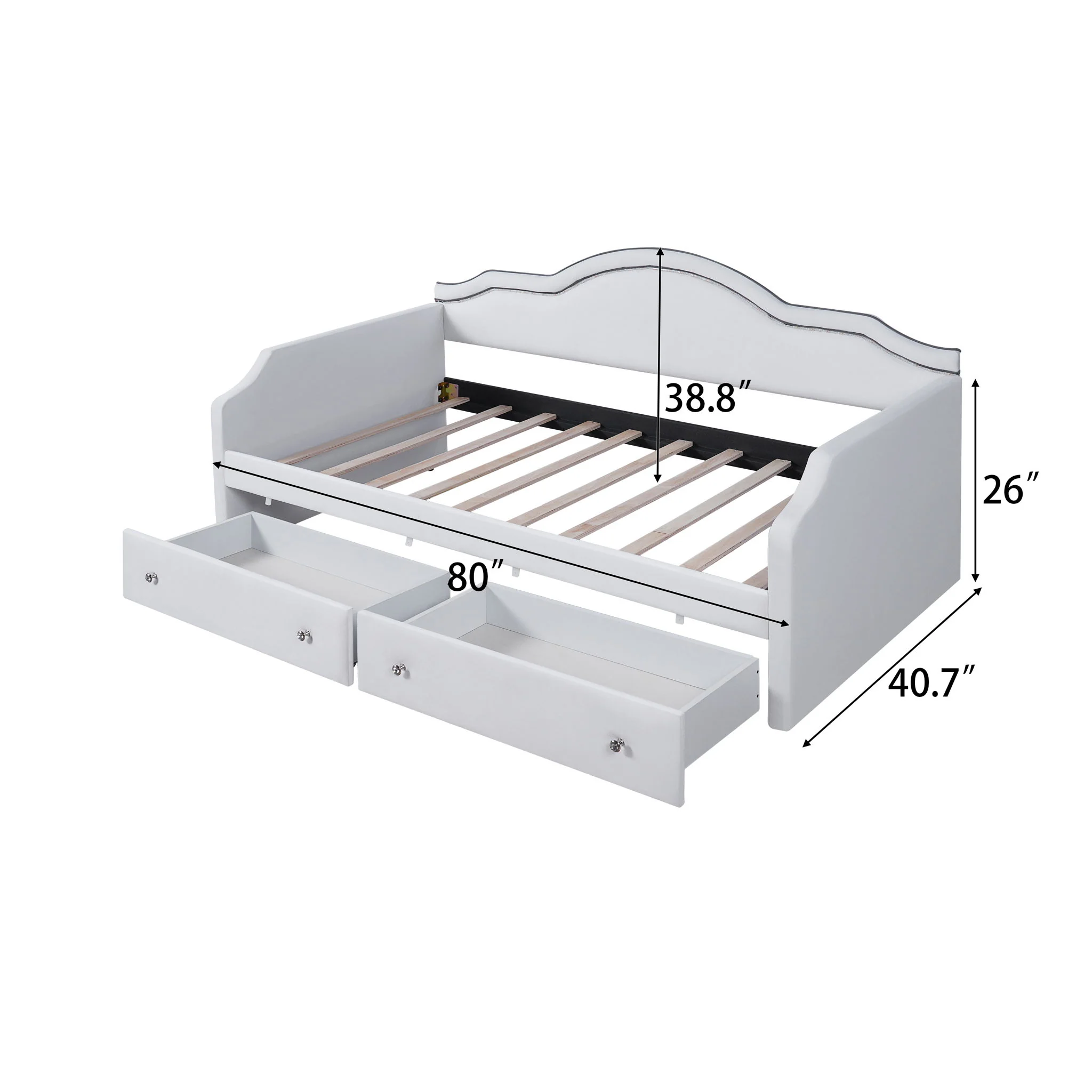 Upholstered Daybed With LED Lights And 2 Drawersme - Image 16