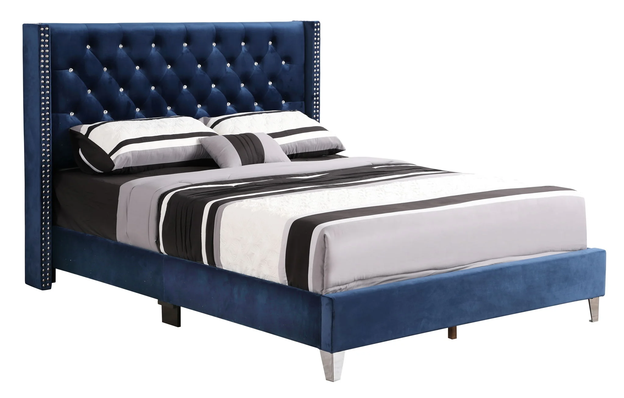 Upholstered Nailhead Trim Chic Bed - Image 15