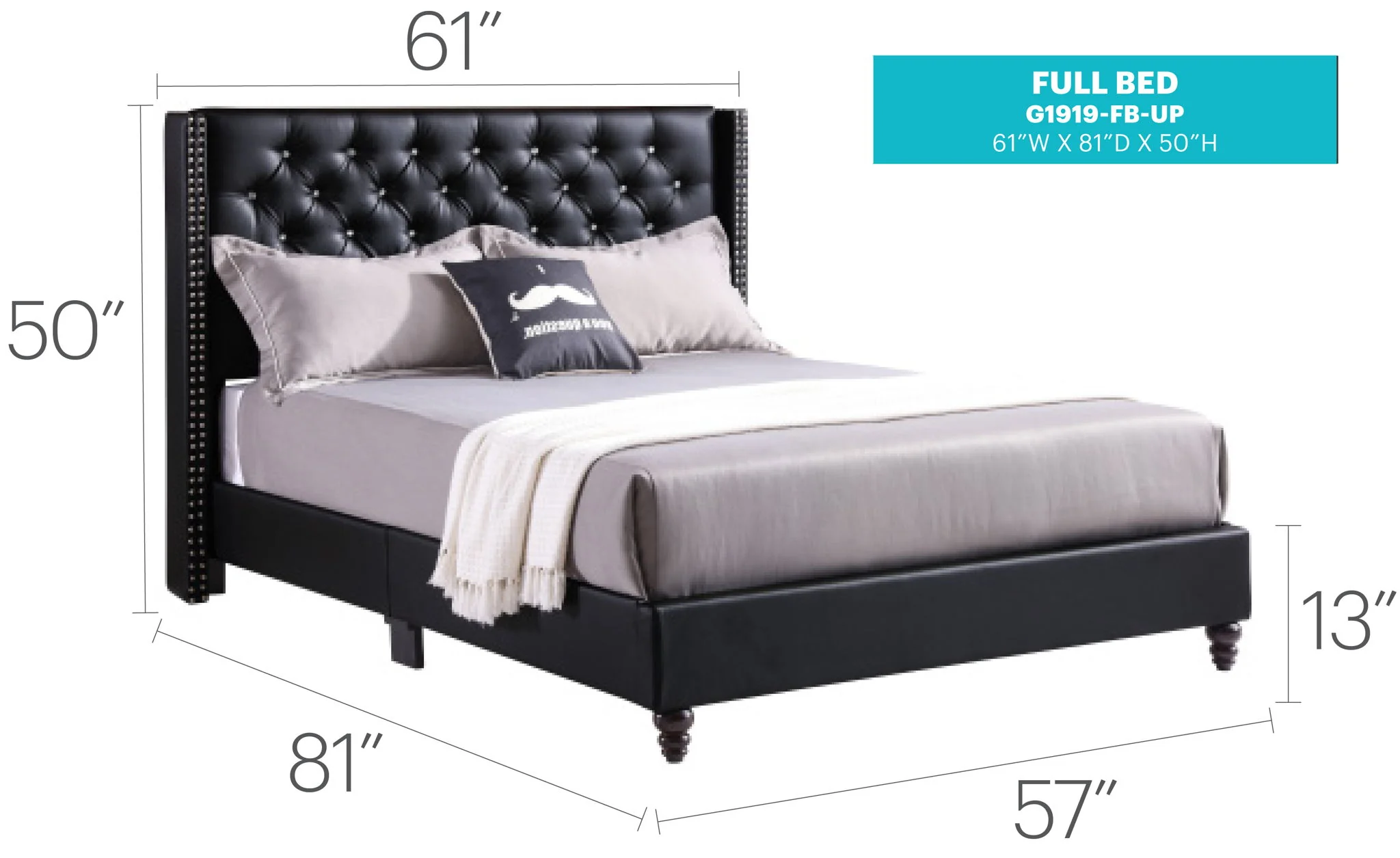Upholstered Nailhead Trim Chic Bed - Image 18