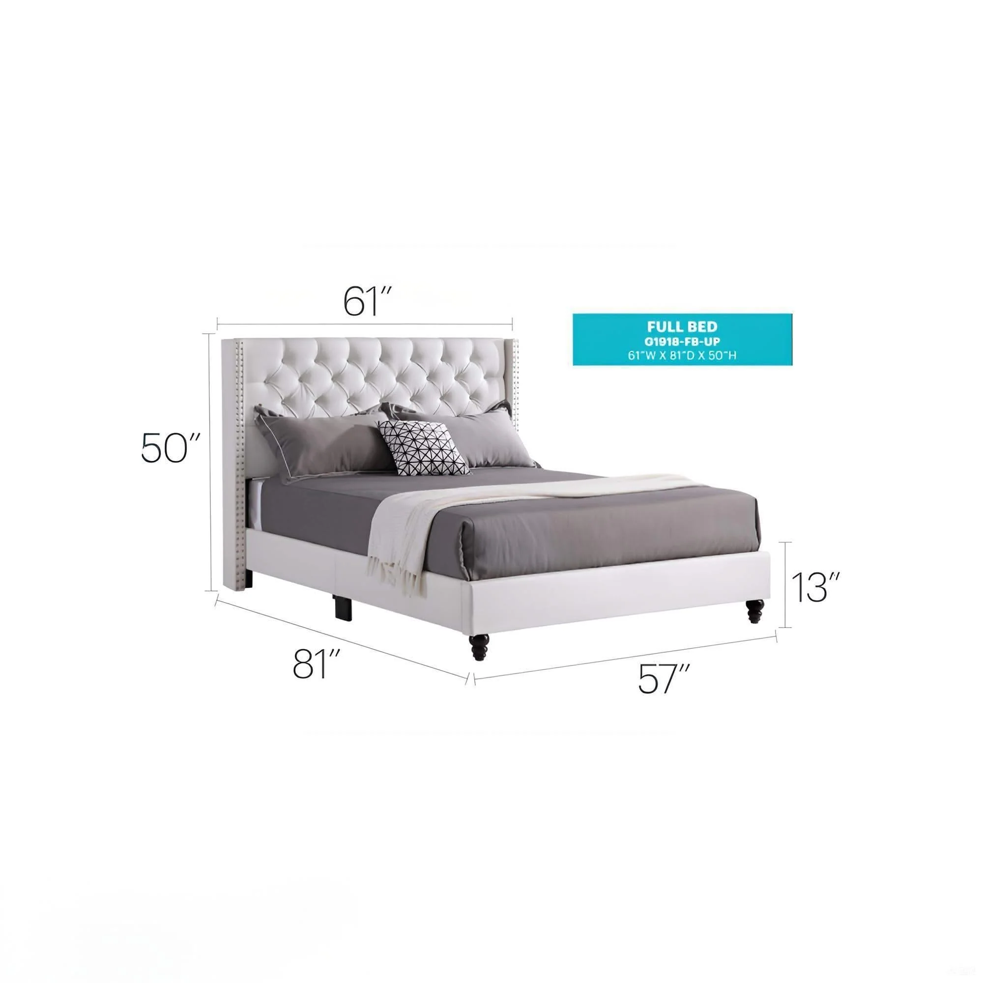 Upholstered Nailhead Trim Chic Bed - Image 25