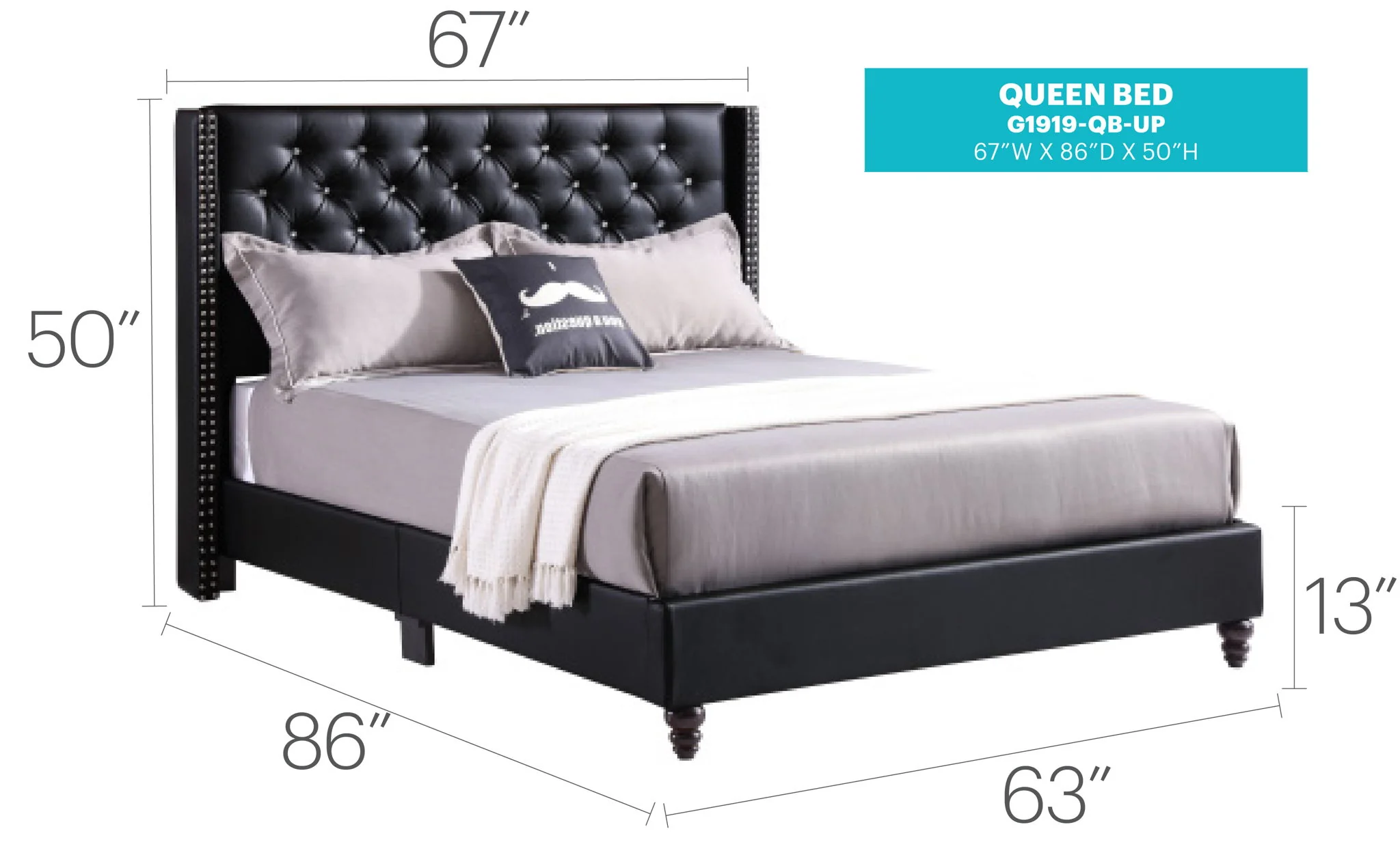 Upholstered Nailhead Trim Chic Bed - Image 28
