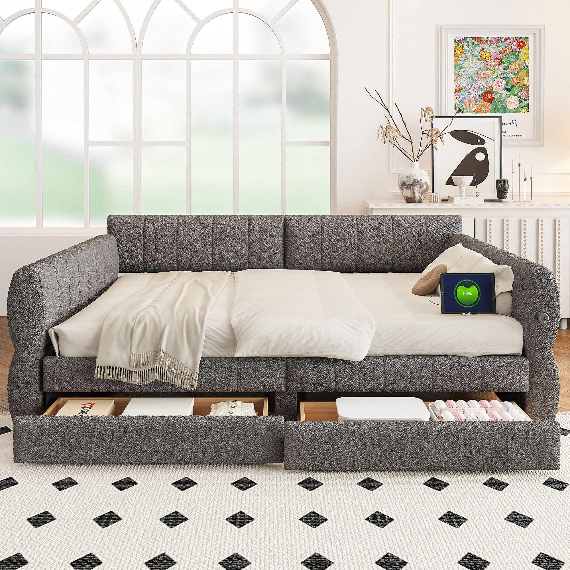 Upholstered Platform Bed With USB Charging - Image 15