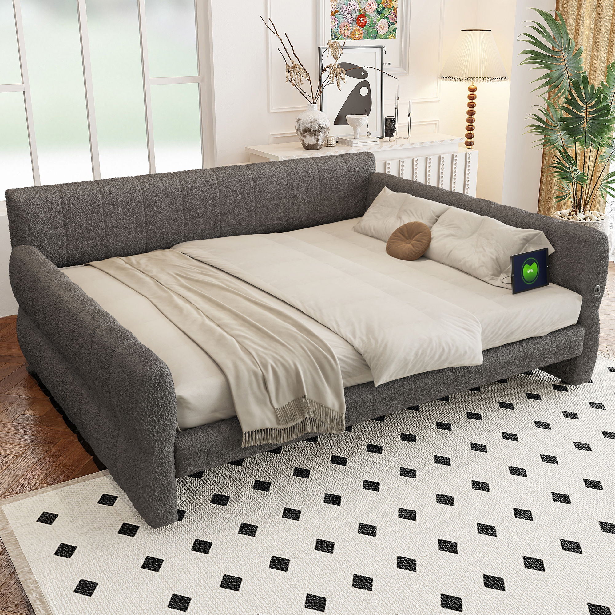 Upholstered Platform Bed With USB Charging - Image 16