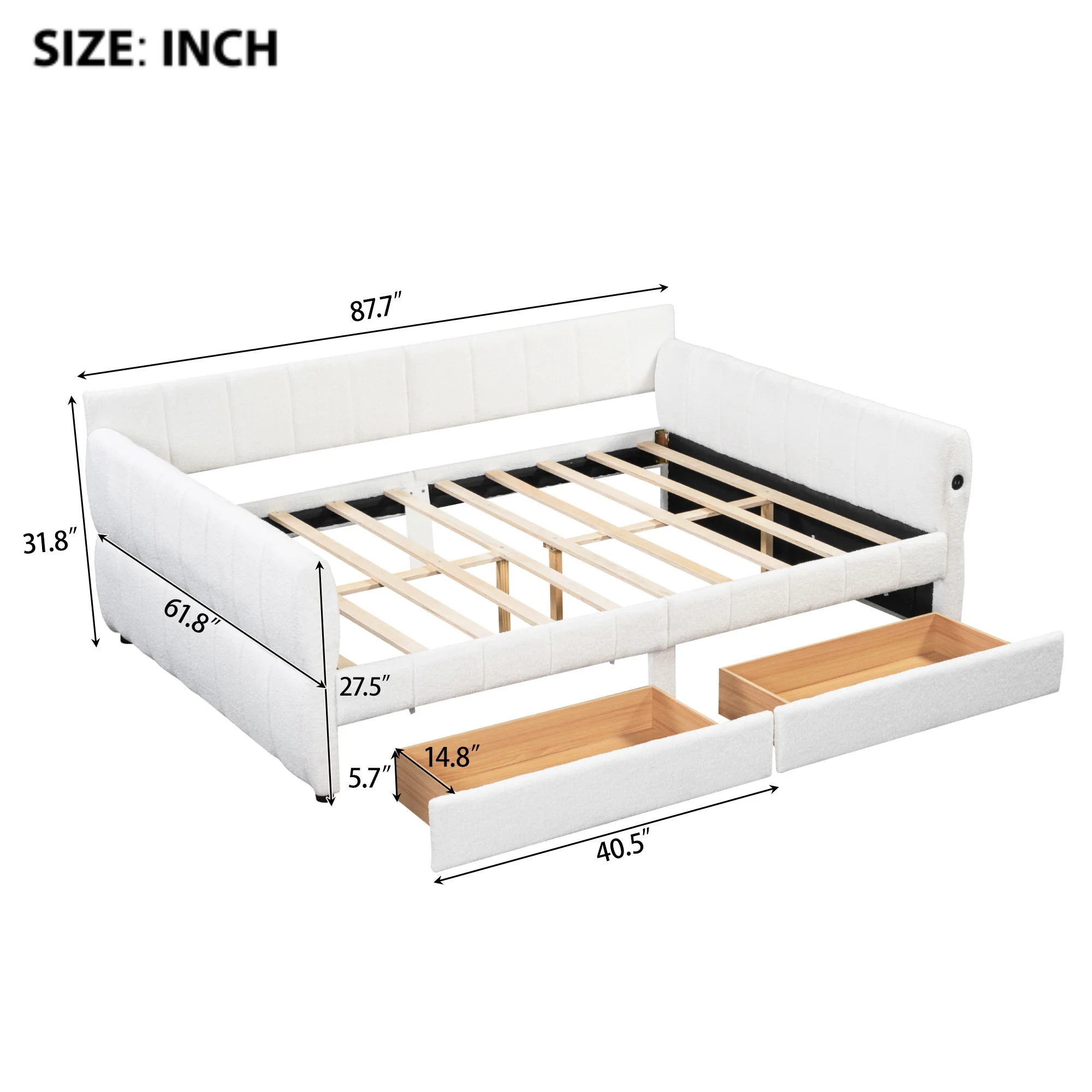 Upholstered Platform Bed With USB Charging - Image 6