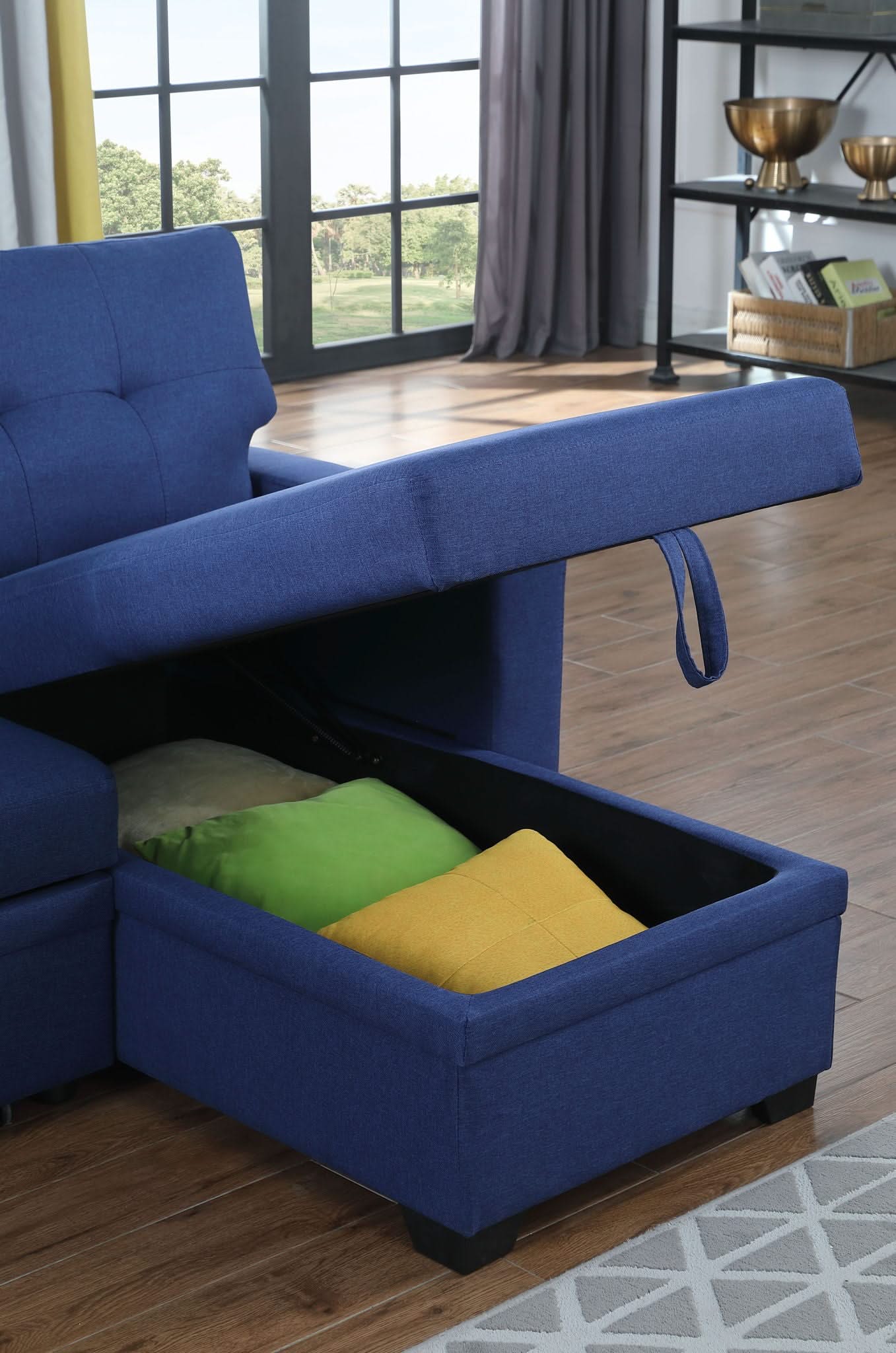 Upholstered Pull Out Sectional Sofa With Chaise - Image 15