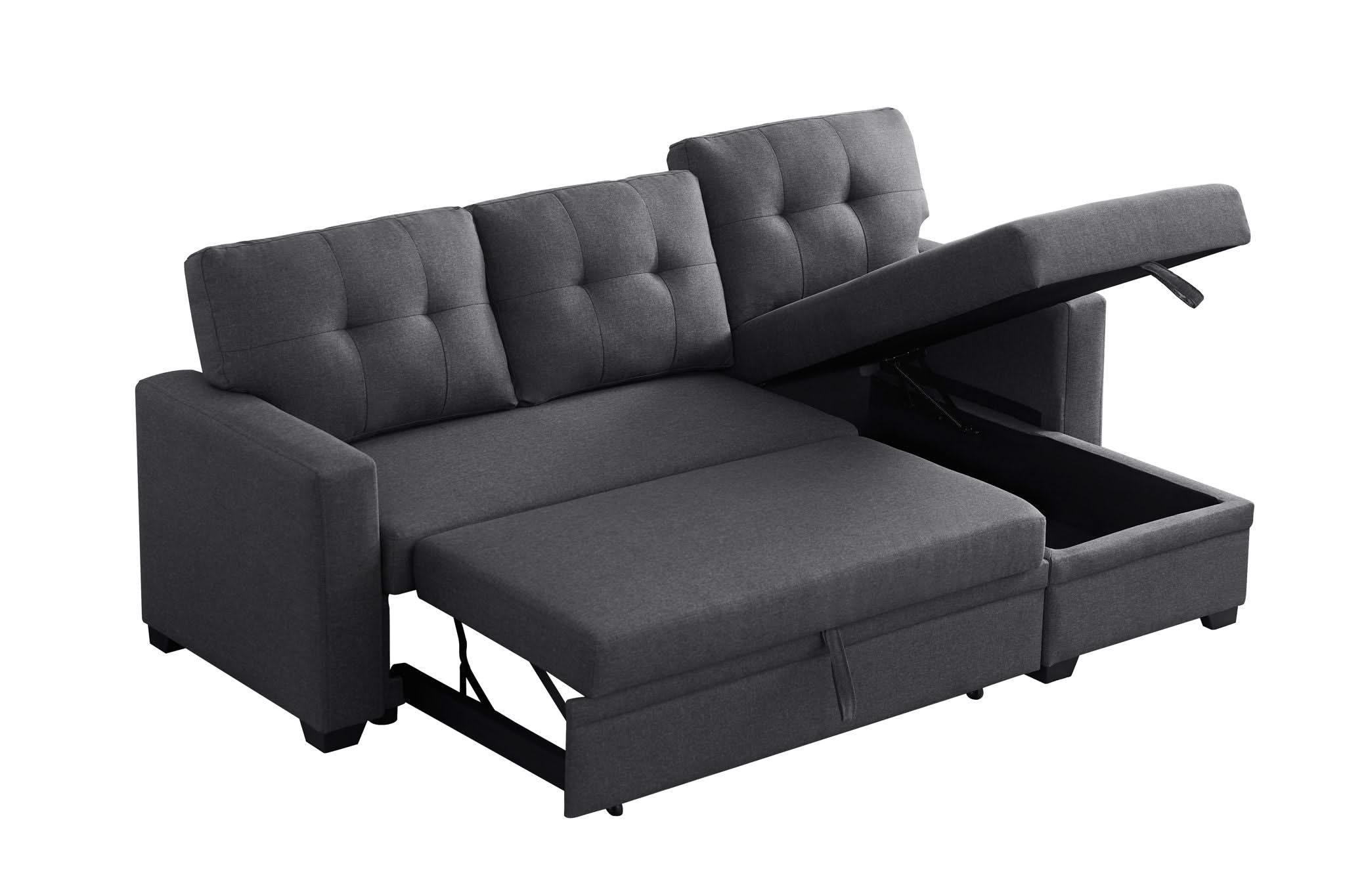Upholstered Pull Out Sectional Sofa With Chaise - Image 9