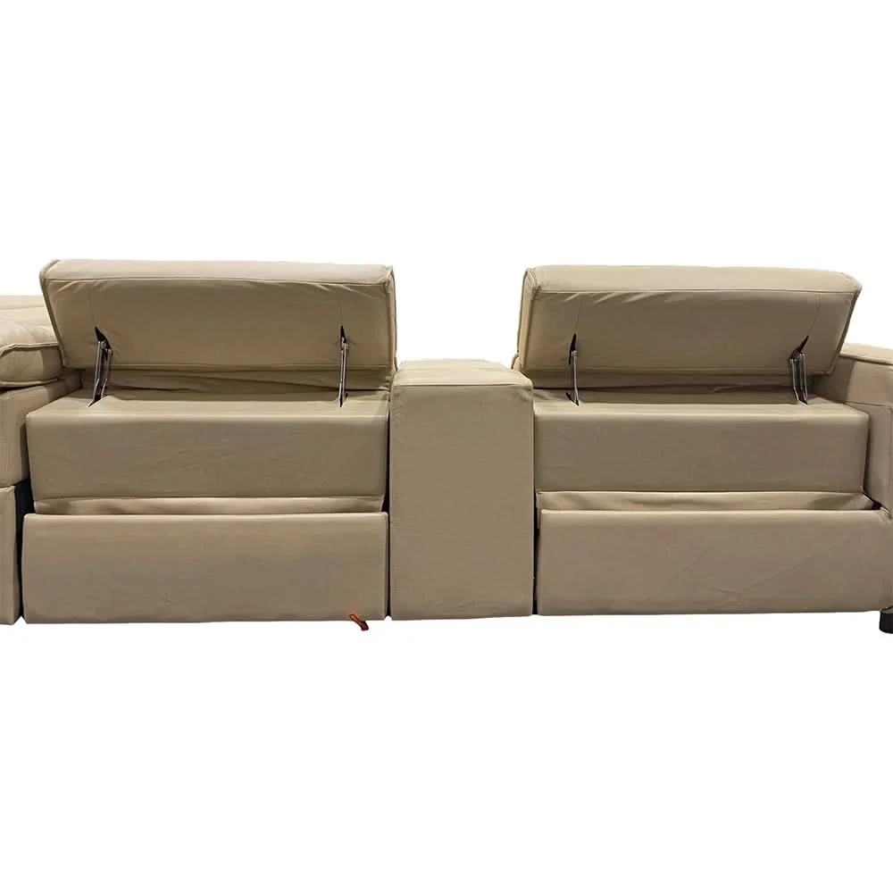 Uptown Taupe Leather Power Reclining Sectional with Modern Design & Deep Comfort Seating - Image 10