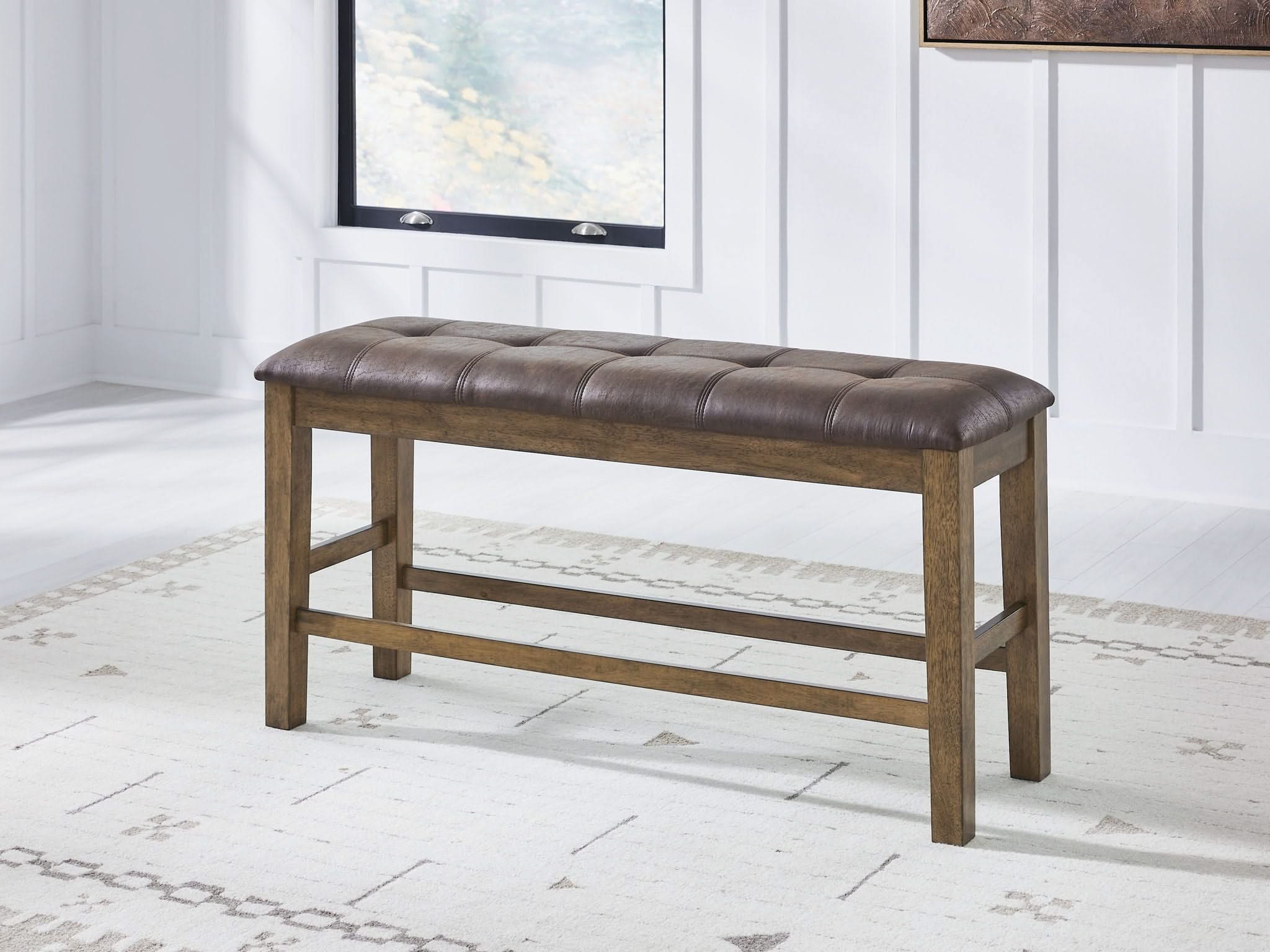 Urbinforte - Double Counter Height Upholstered Bench - Light Brown - Image 3