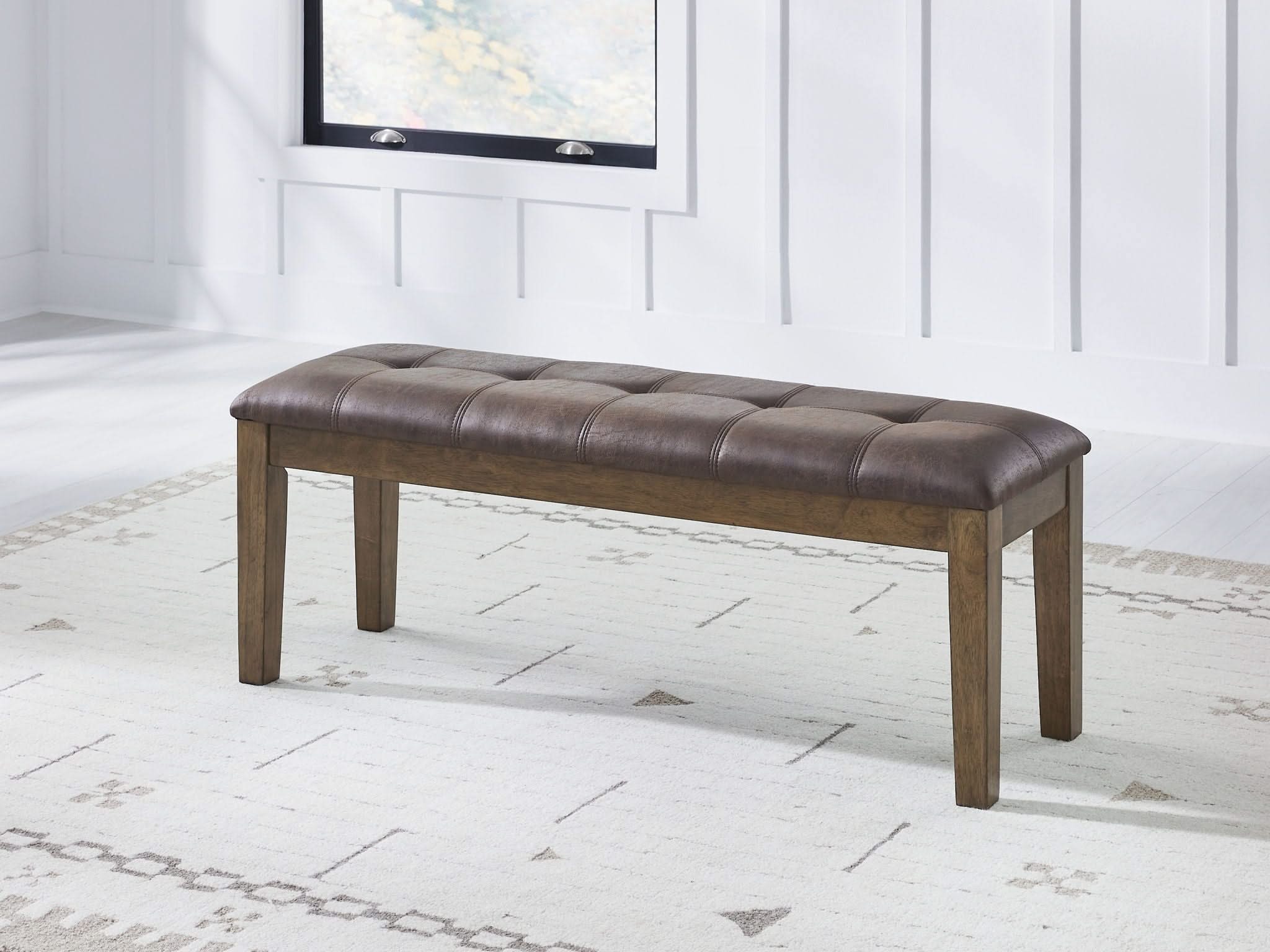 Urbinforte - Large Upholstered Dining Room Bench - Light Brown - Image 4