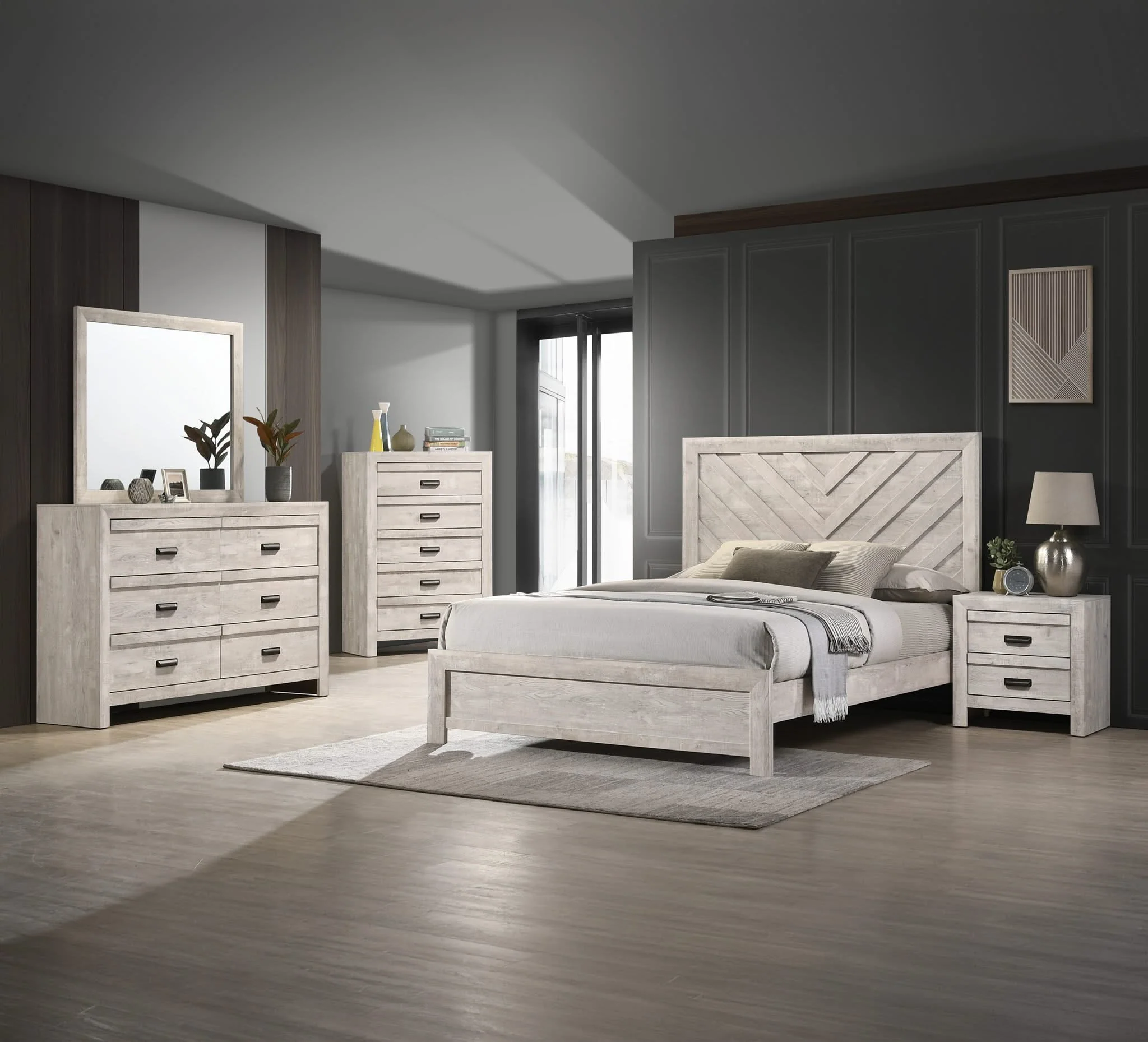 Valor - Queen 5 Piece Bedroom Set - Antique White