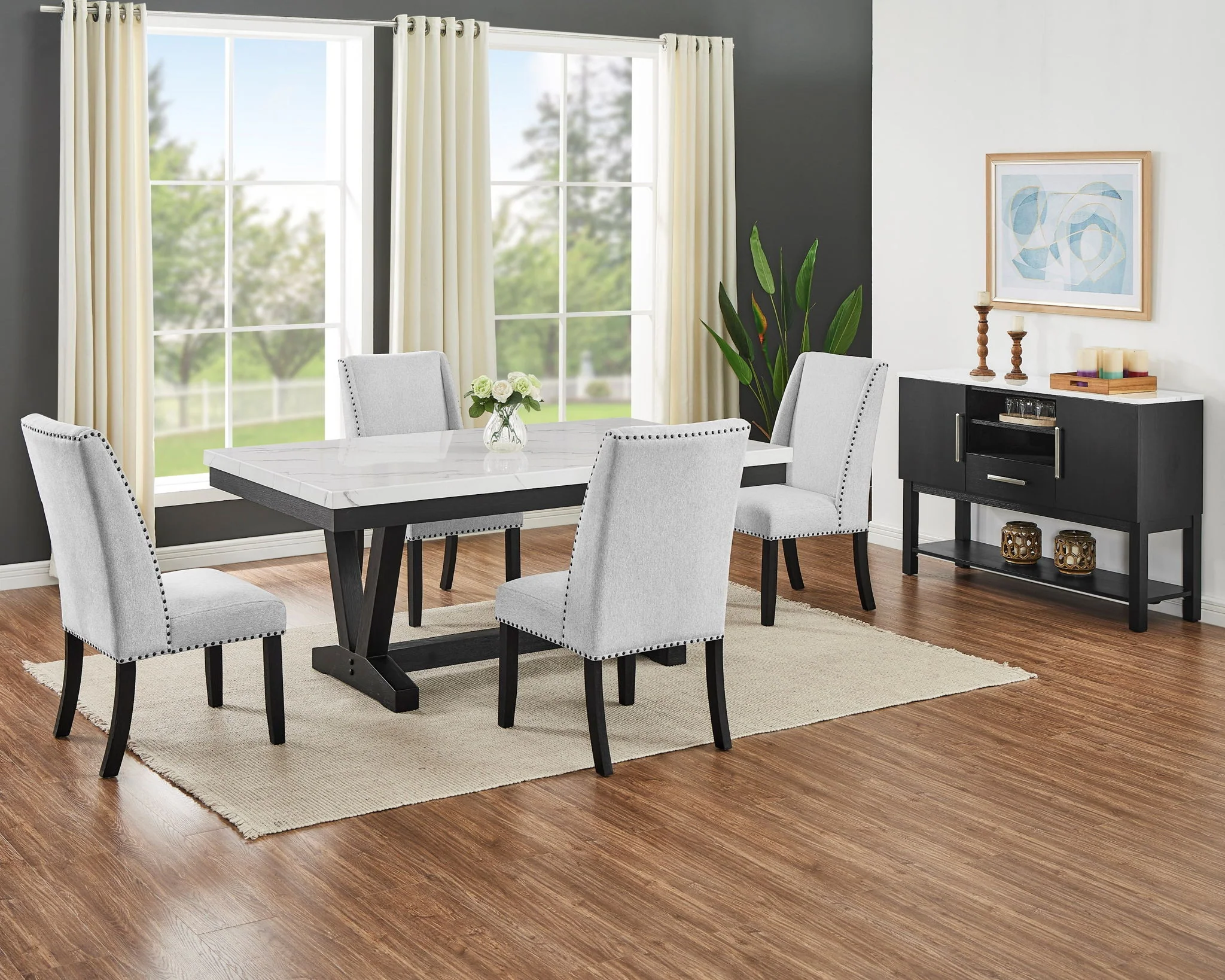 Vance - 5 Piece Dining Room Set - Charcoal / Gray