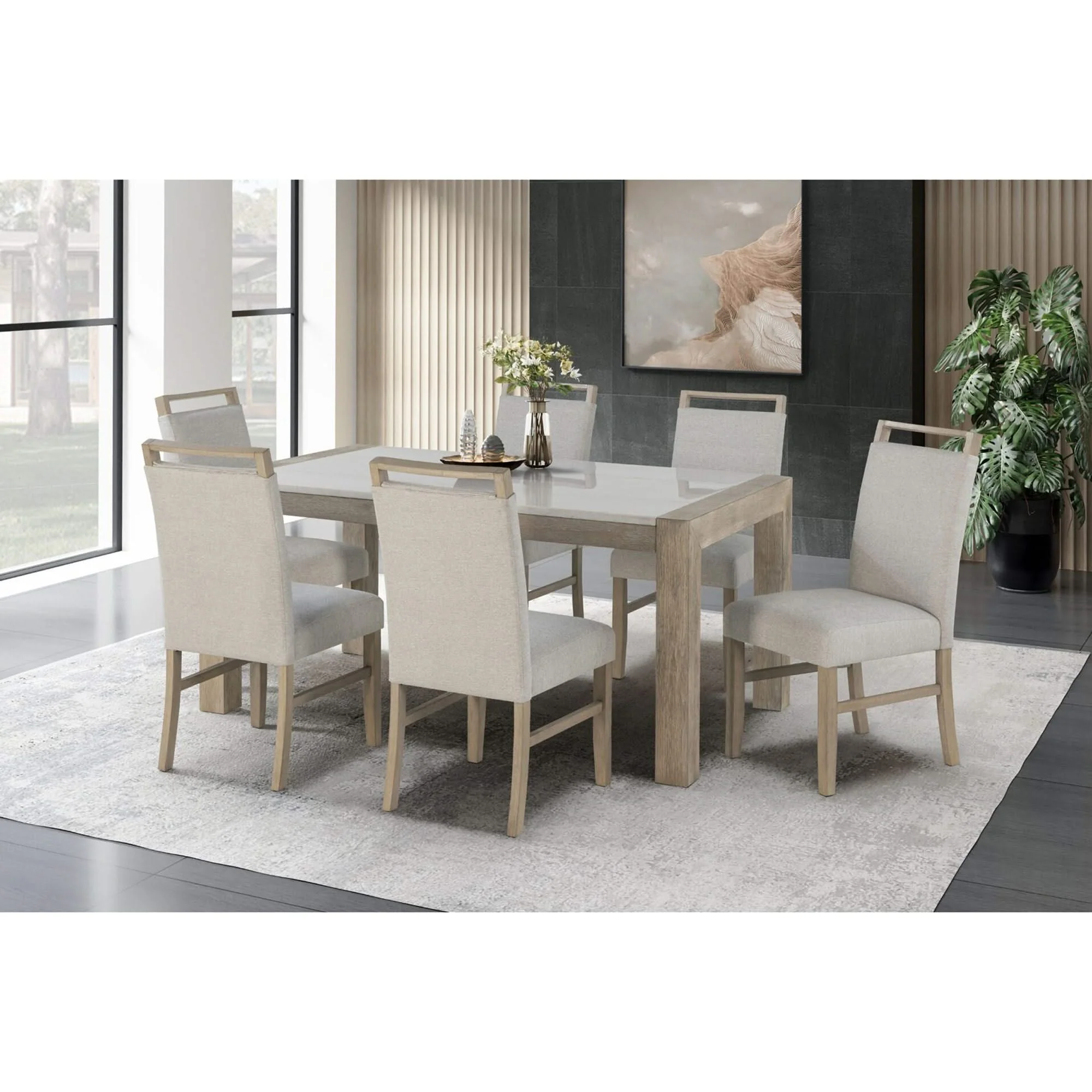 Vanilla - Real Marble Dining Table - Beige / Light Natural - Image 2