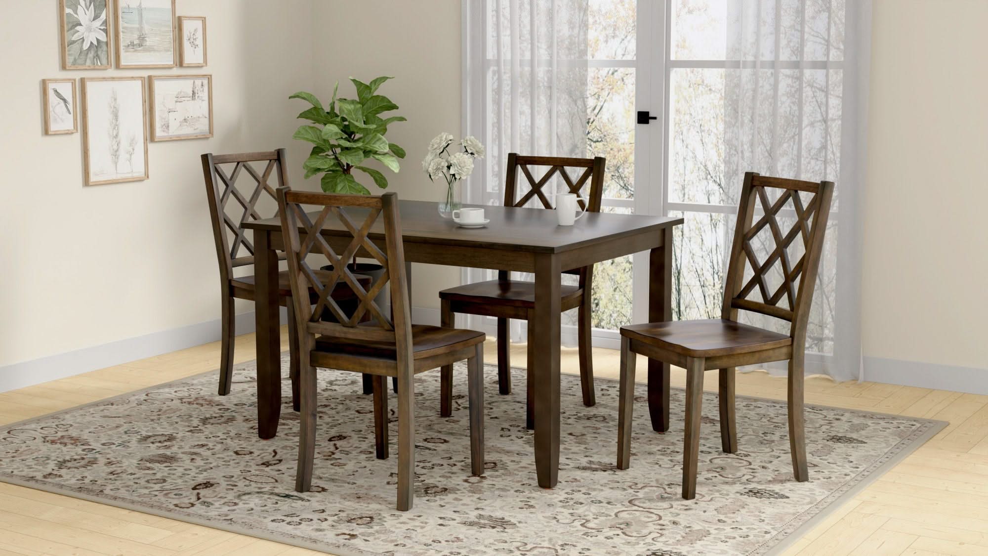 5 Piece Dining Table Set - Brown - Image 3