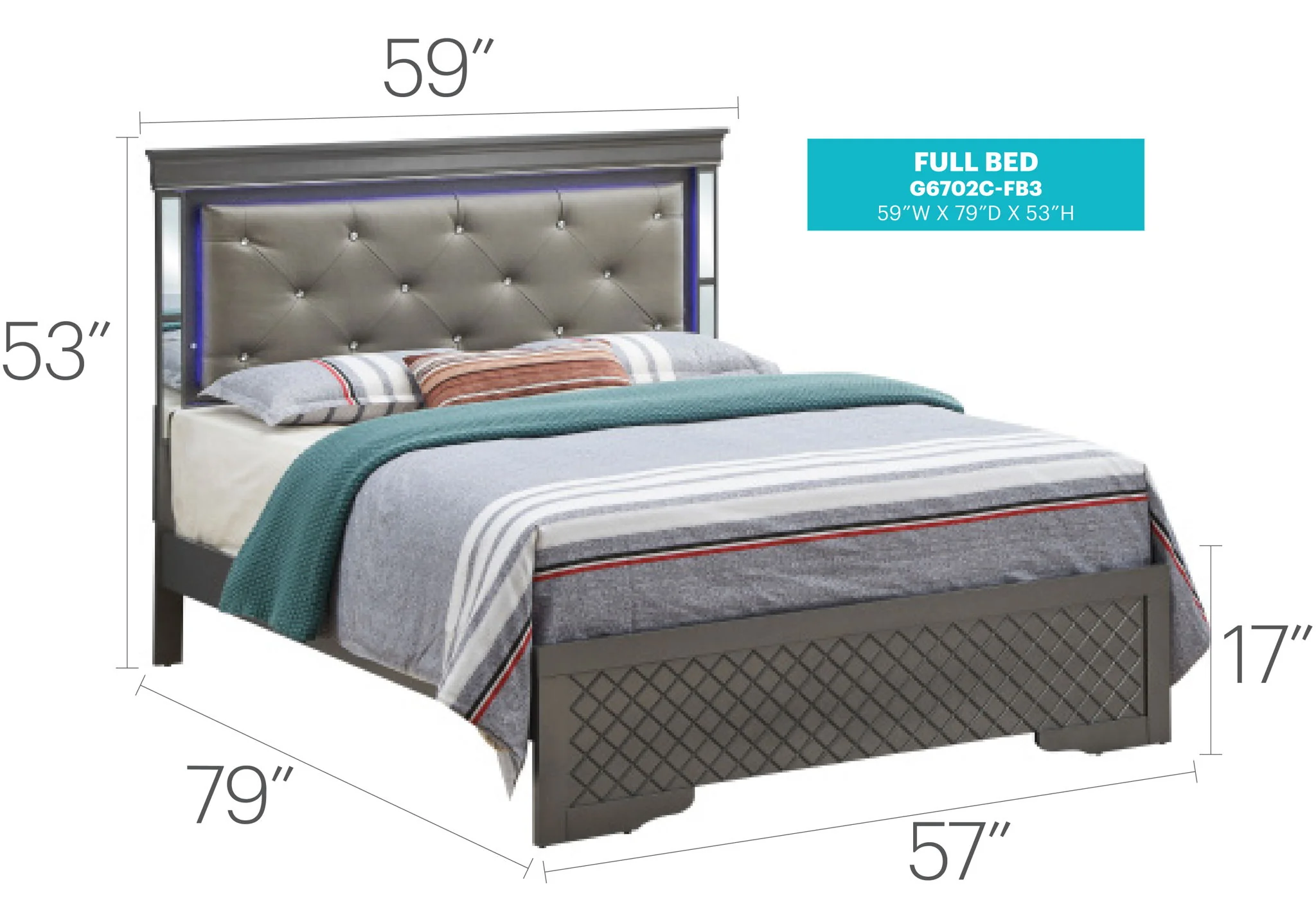 Verona - Full Bed - Metalic Black - Image 4