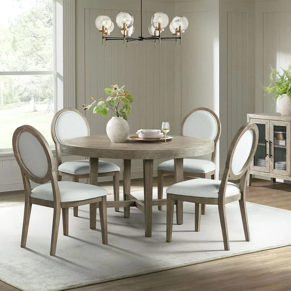 Versailles Grey Oak Round Dining Table with Modern Design - Image 3