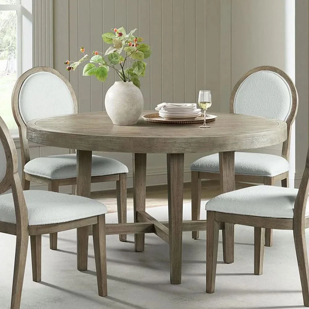 Versailles Grey Oak Round Dining Table with Modern Design - Image 2