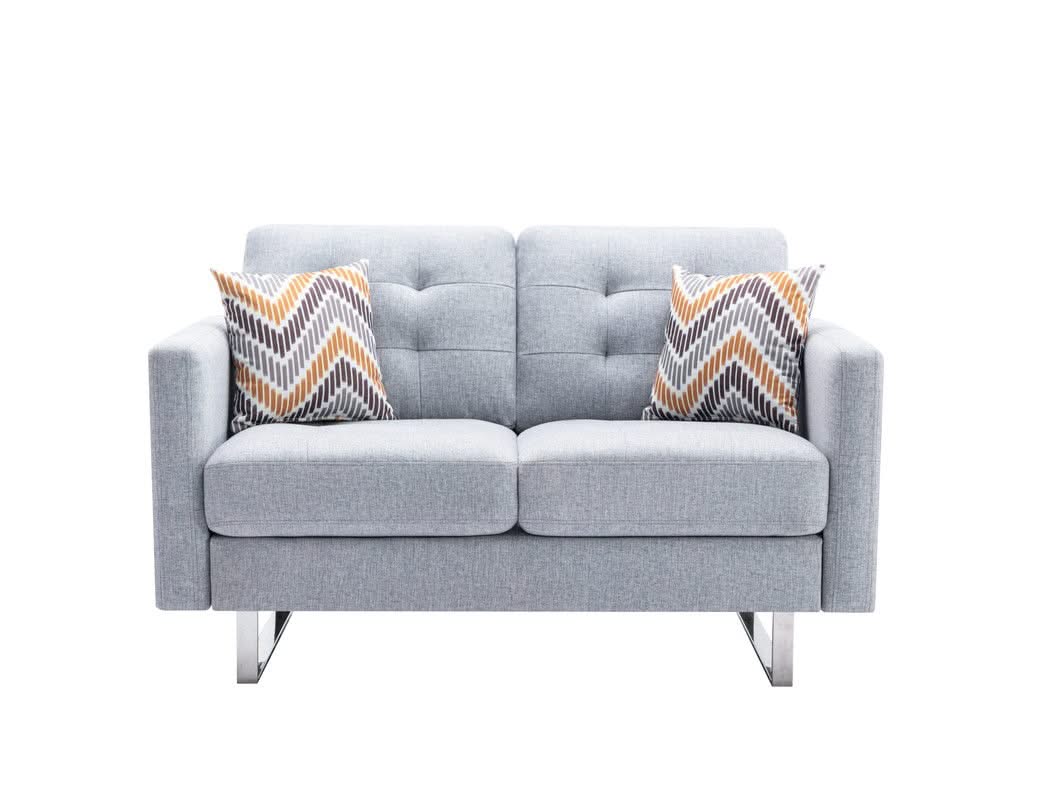 Victoria - Fabric Loveseat With Metal Legs, Side Pockets, And Pillows - Image 3