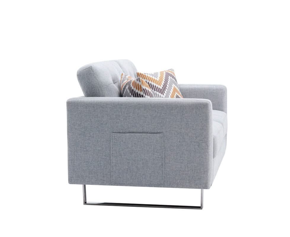 Victoria - Fabric Loveseat With Metal Legs, Side Pockets, And Pillows - Image 4
