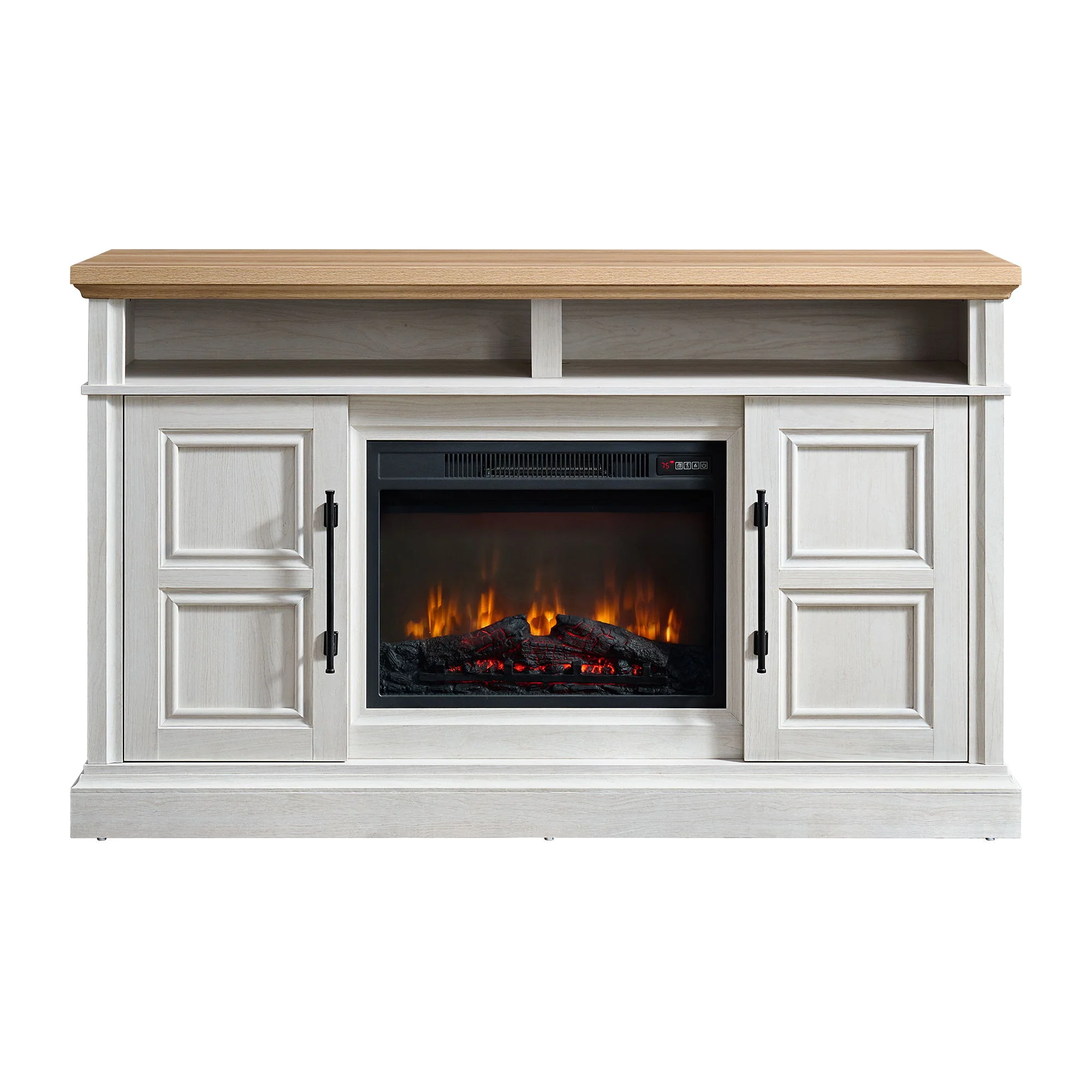 Villa - Console With 23" Fireplace Insert - White & Natural - Image 2