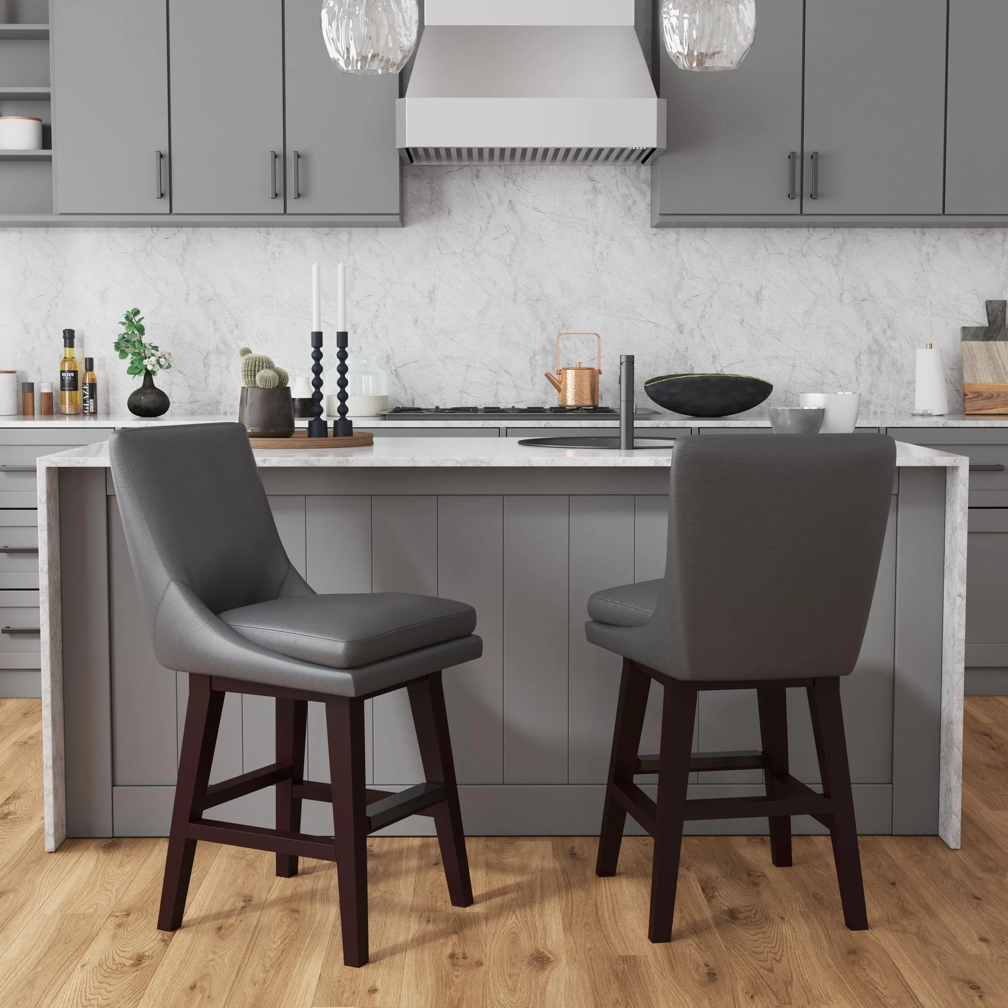 Villanova - Swivel PU Counter Stool (Set of 2) - Image 6