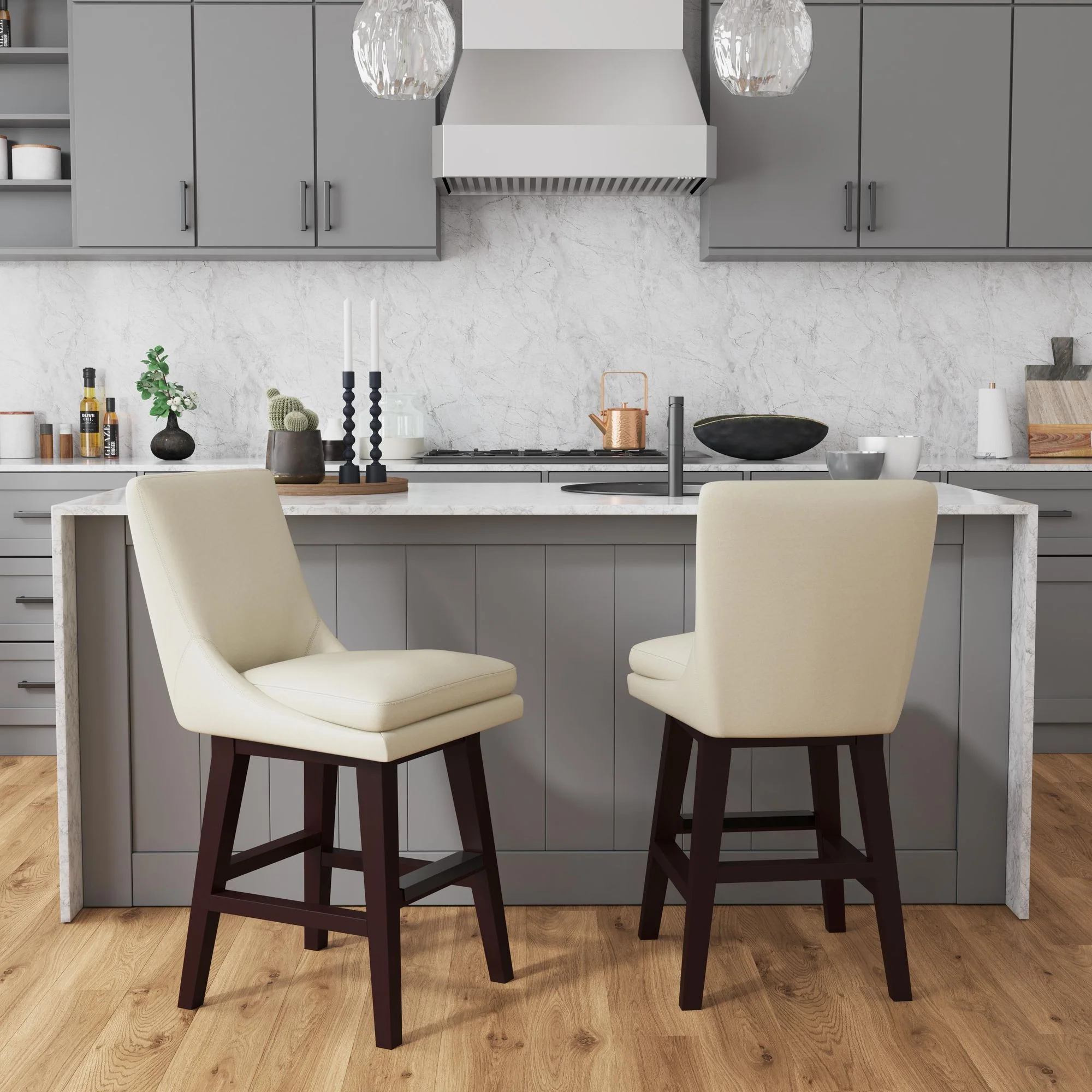 Villanova - Swivel PU Counter Stool (Set of 2) - Image 8