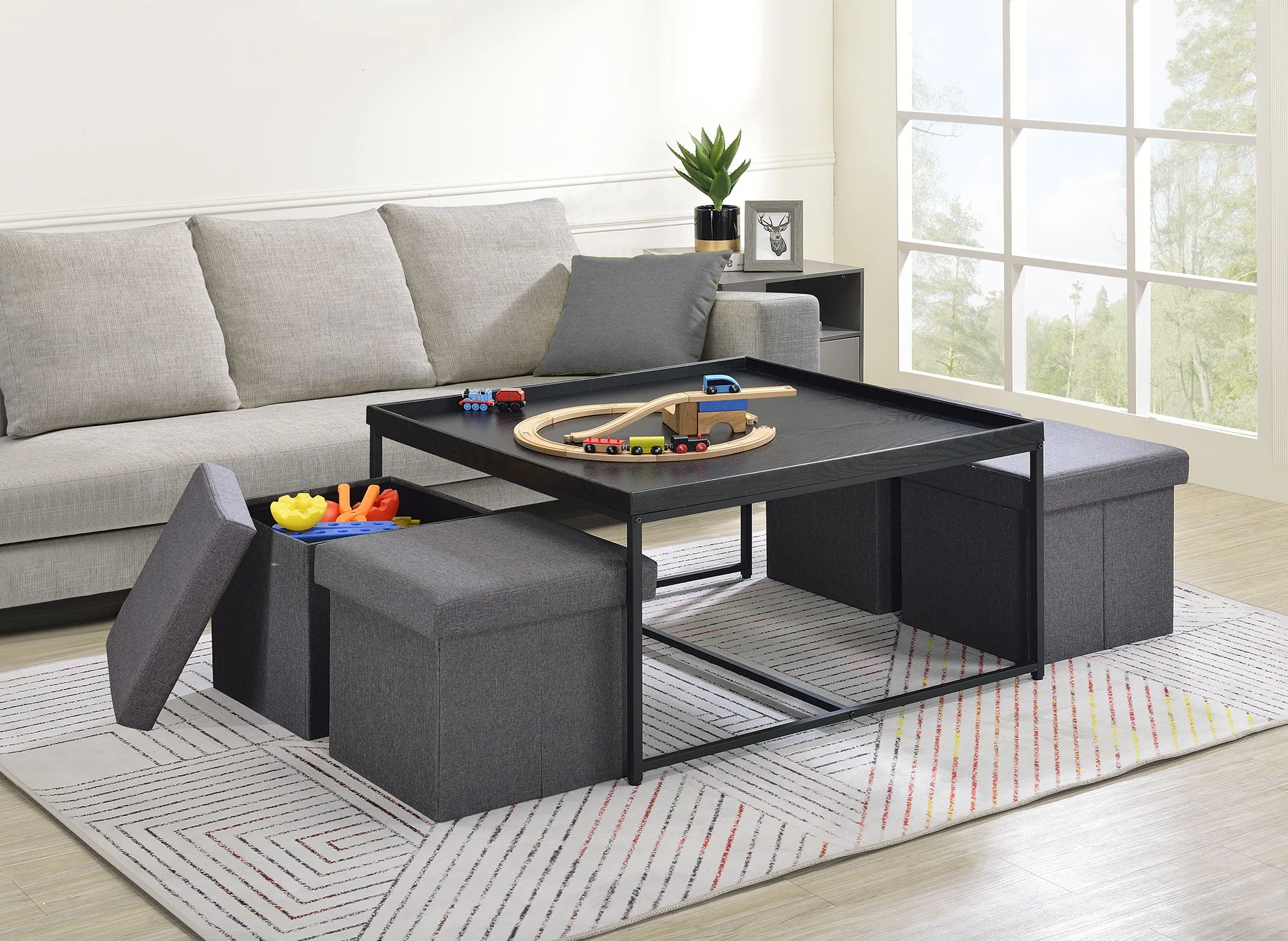 Vinny - Wood Grain Coffee Table Set With Raised Edges - Image 8