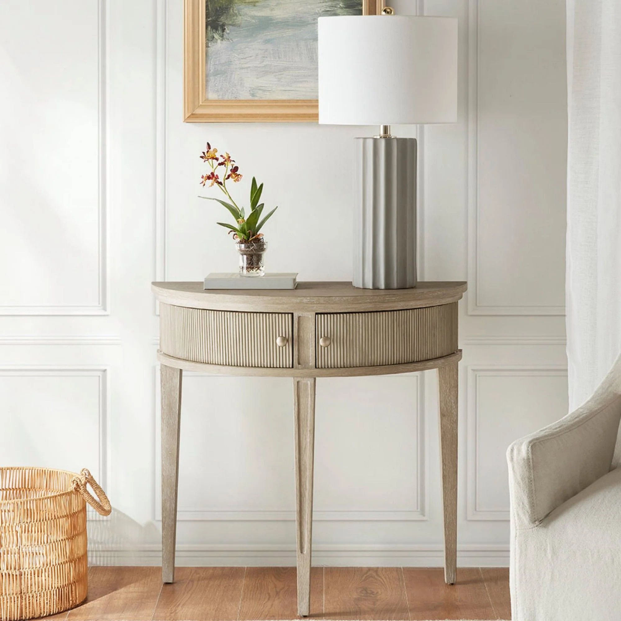 Vintage Inspired Storage Console Table With Fluted Doors - Image 7