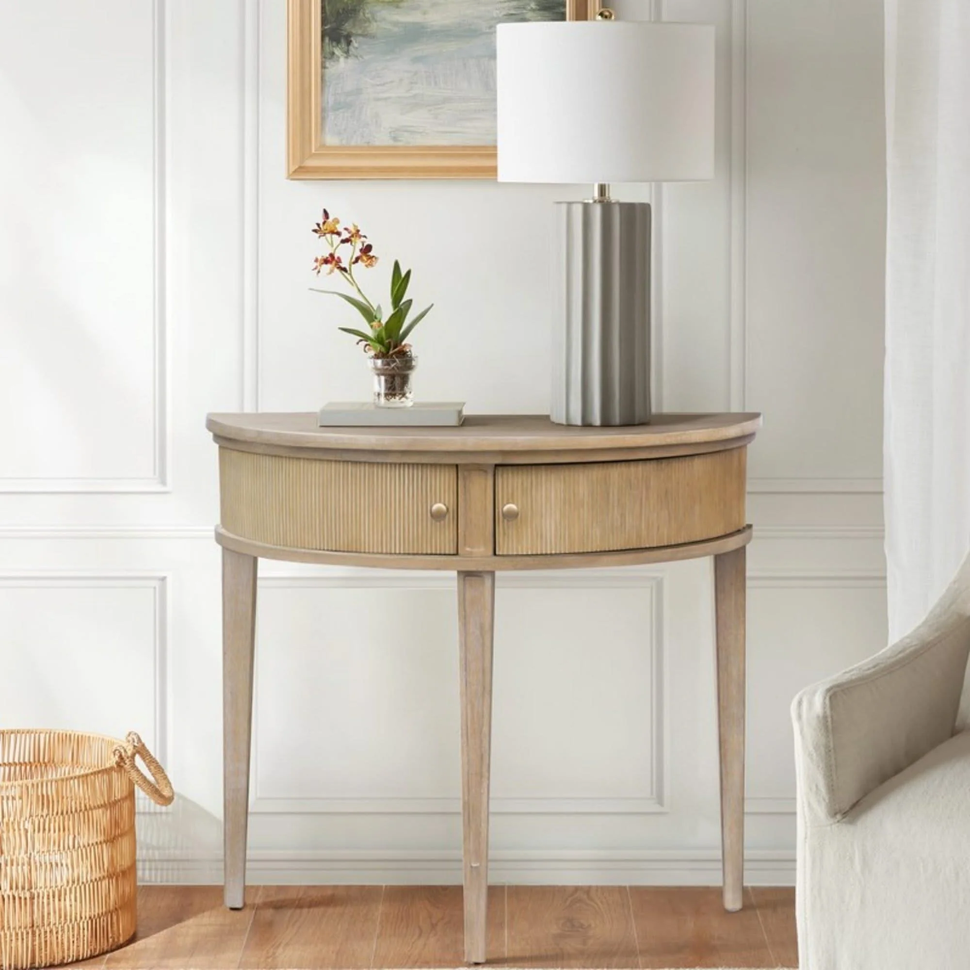Vintage Inspired Storage Console Table With Fluted Doors - Image 8