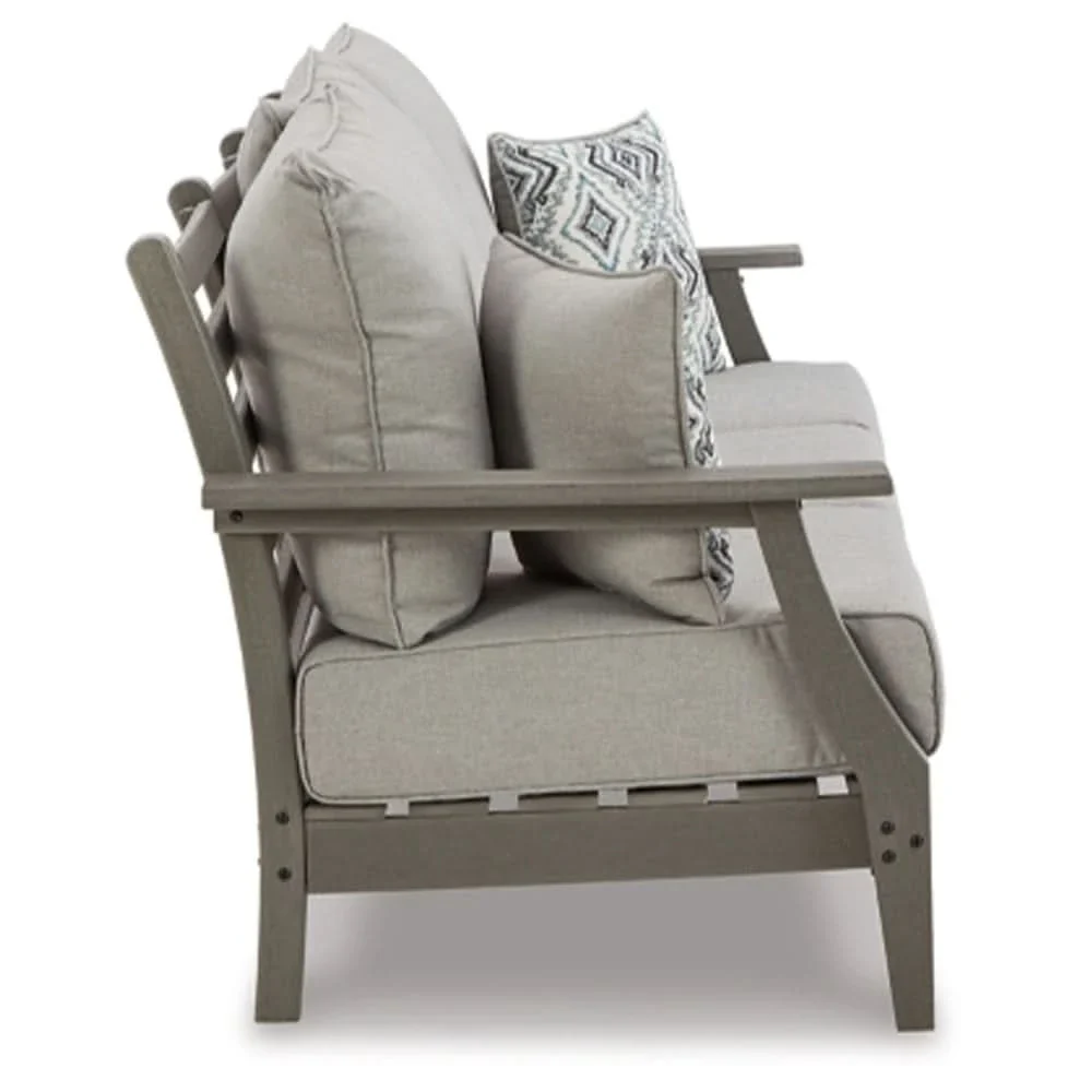 Visola Gray Outdoor Living Room Sofa and Loveseat Set with Nuvella Fabric - Image 11
