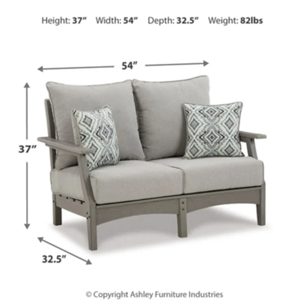 Visola Gray Outdoor Living Room Sofa and Loveseat Set with Nuvella Fabric - Image 14