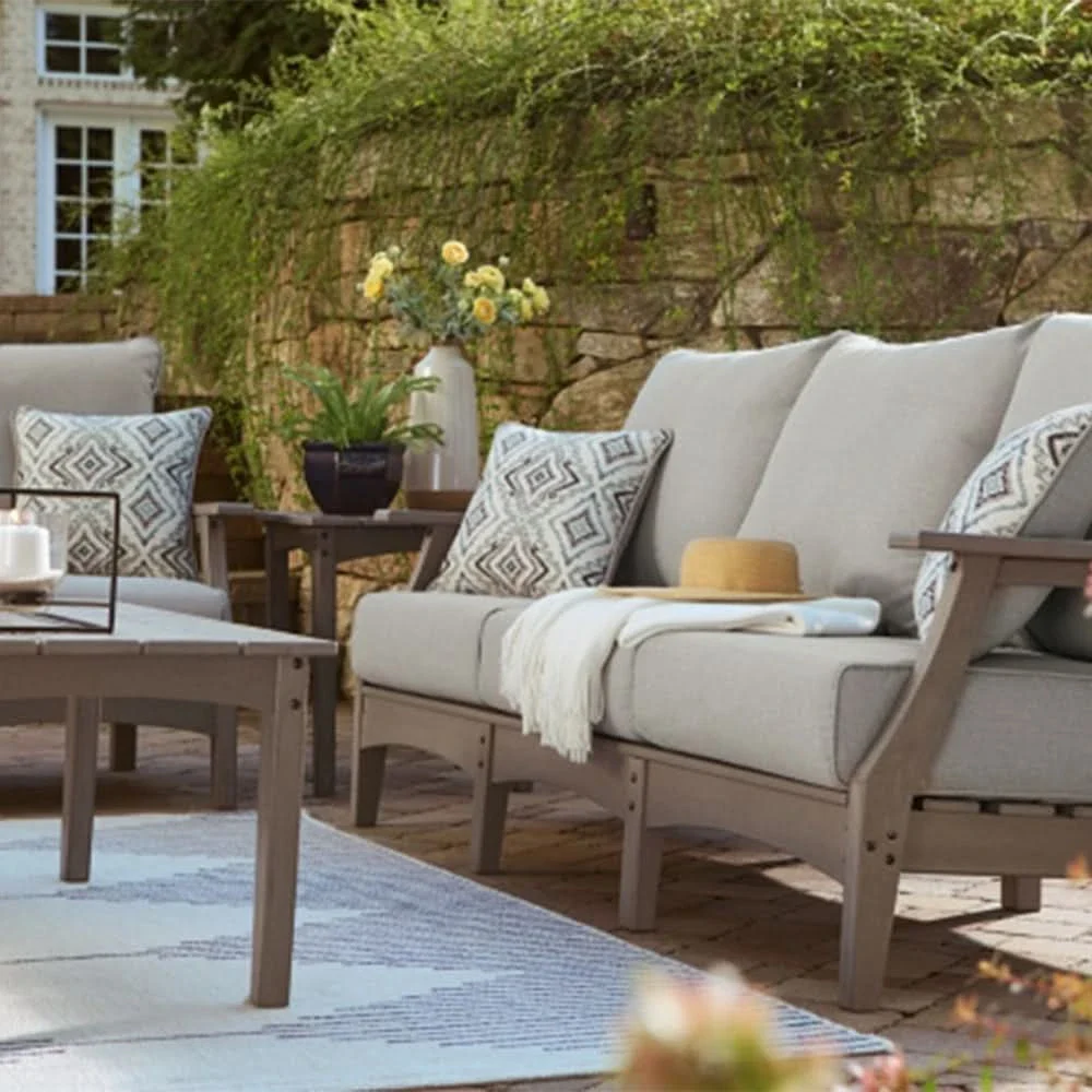Visola Gray Outdoor Living Room Sofa and Loveseat Set with Nuvella Fabric - Image 2