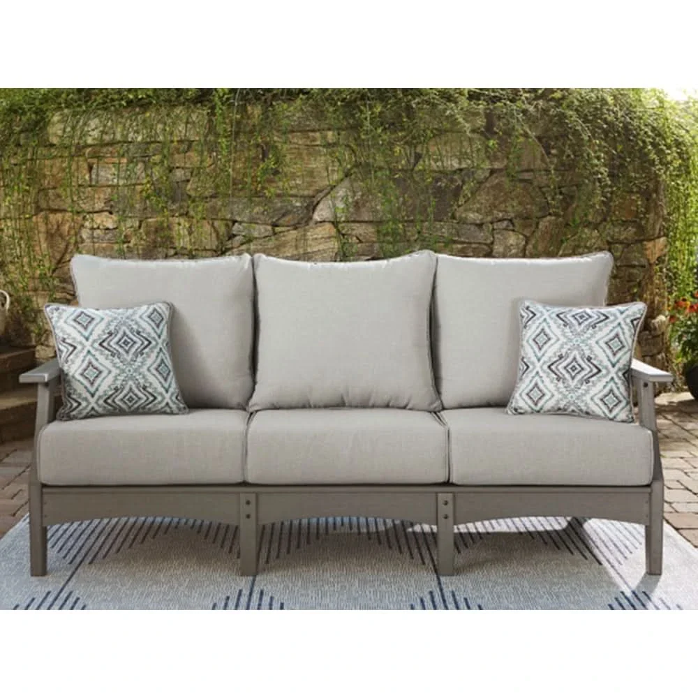 Visola Gray Outdoor Living Room Sofa and Loveseat Set with Nuvella Fabric - Image 3