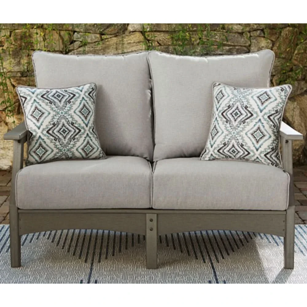Visola Gray Outdoor Living Room Sofa and Loveseat Set with Nuvella Fabric - Image 4