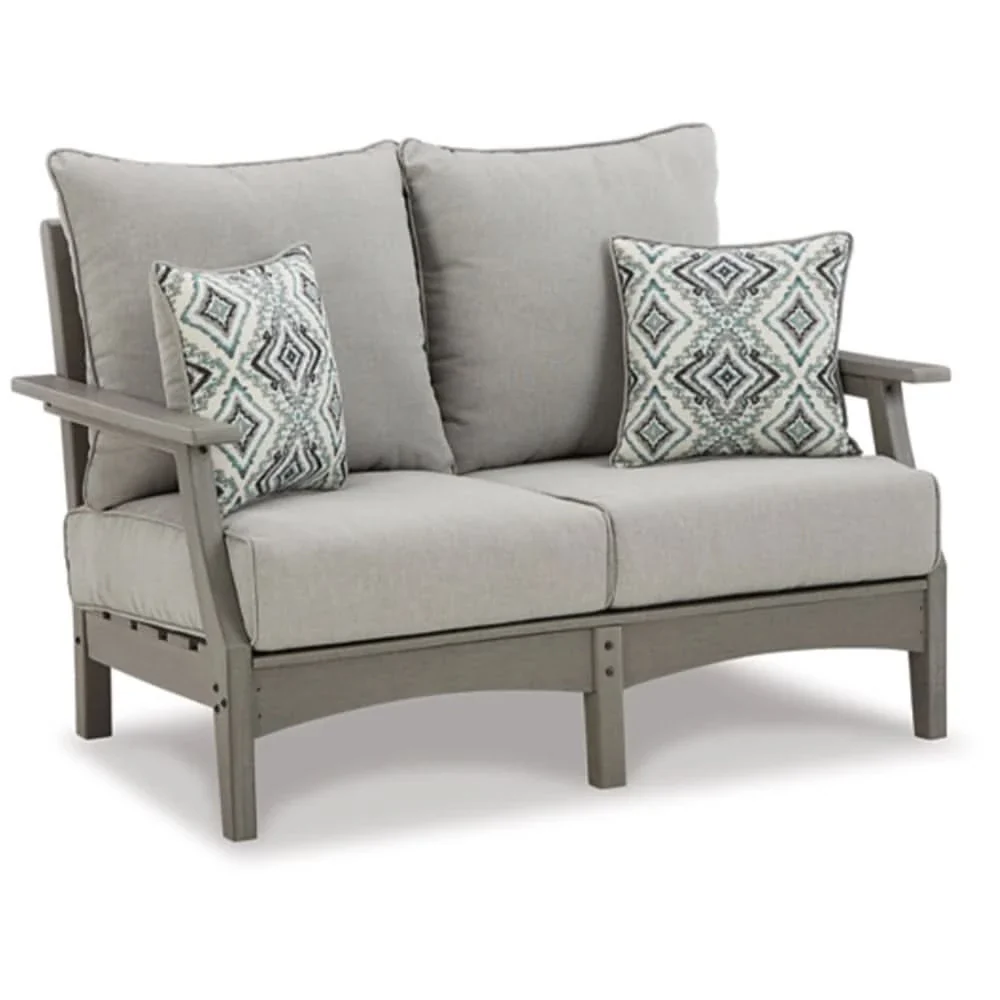 Visola Gray Outdoor Living Room Sofa and Loveseat Set with Nuvella Fabric - Image 8