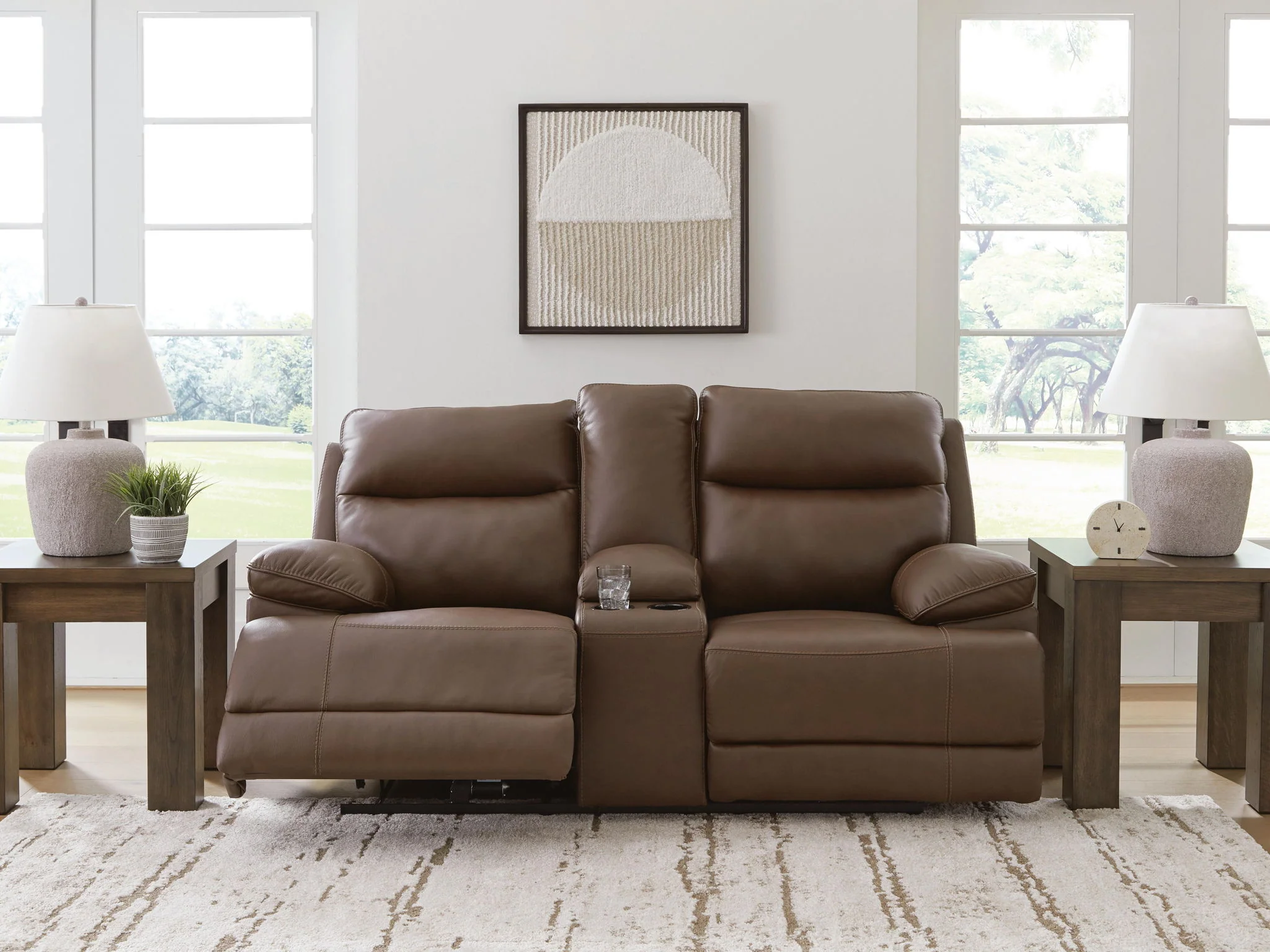Vonryan - Power Reclining Loveseat With Console / Adj Headrest - Tobacco - Image 4