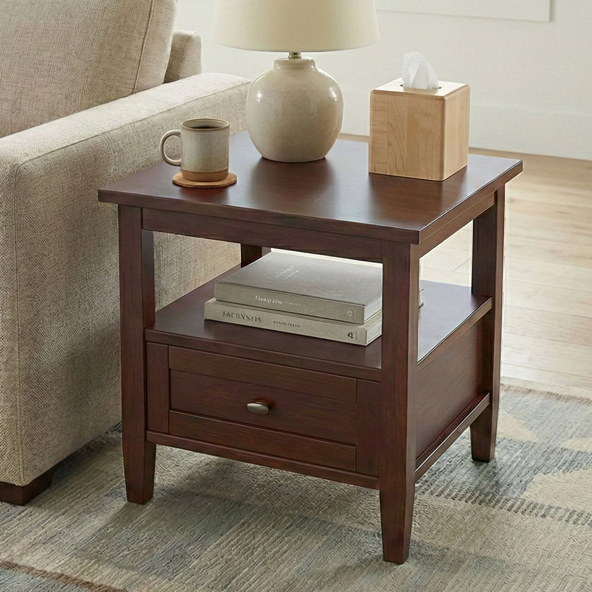 Warm Shaker - End Table With Smooth Drawer Storage - Brown - Image 4
