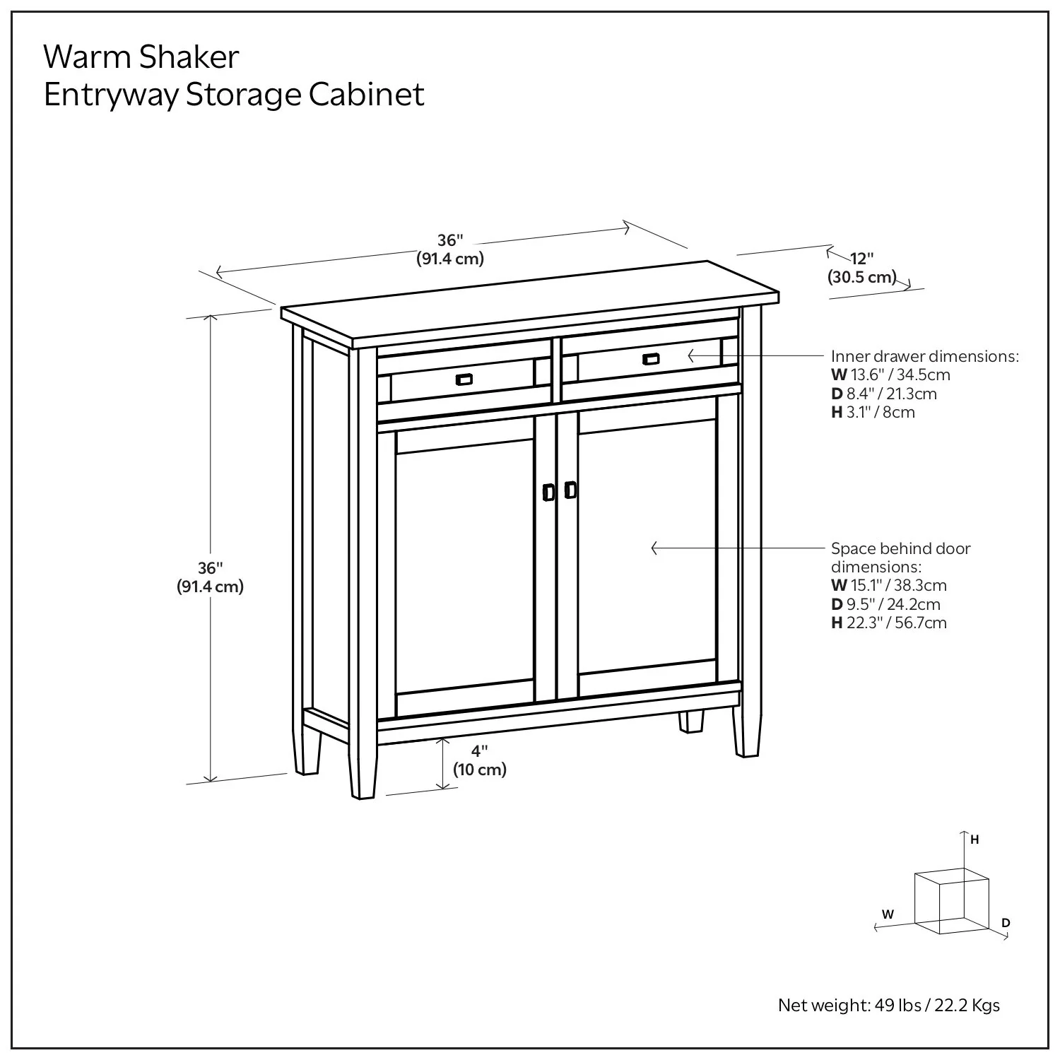 Warm Shaker - Entryway Storage Cabinet - Brown - Image 2