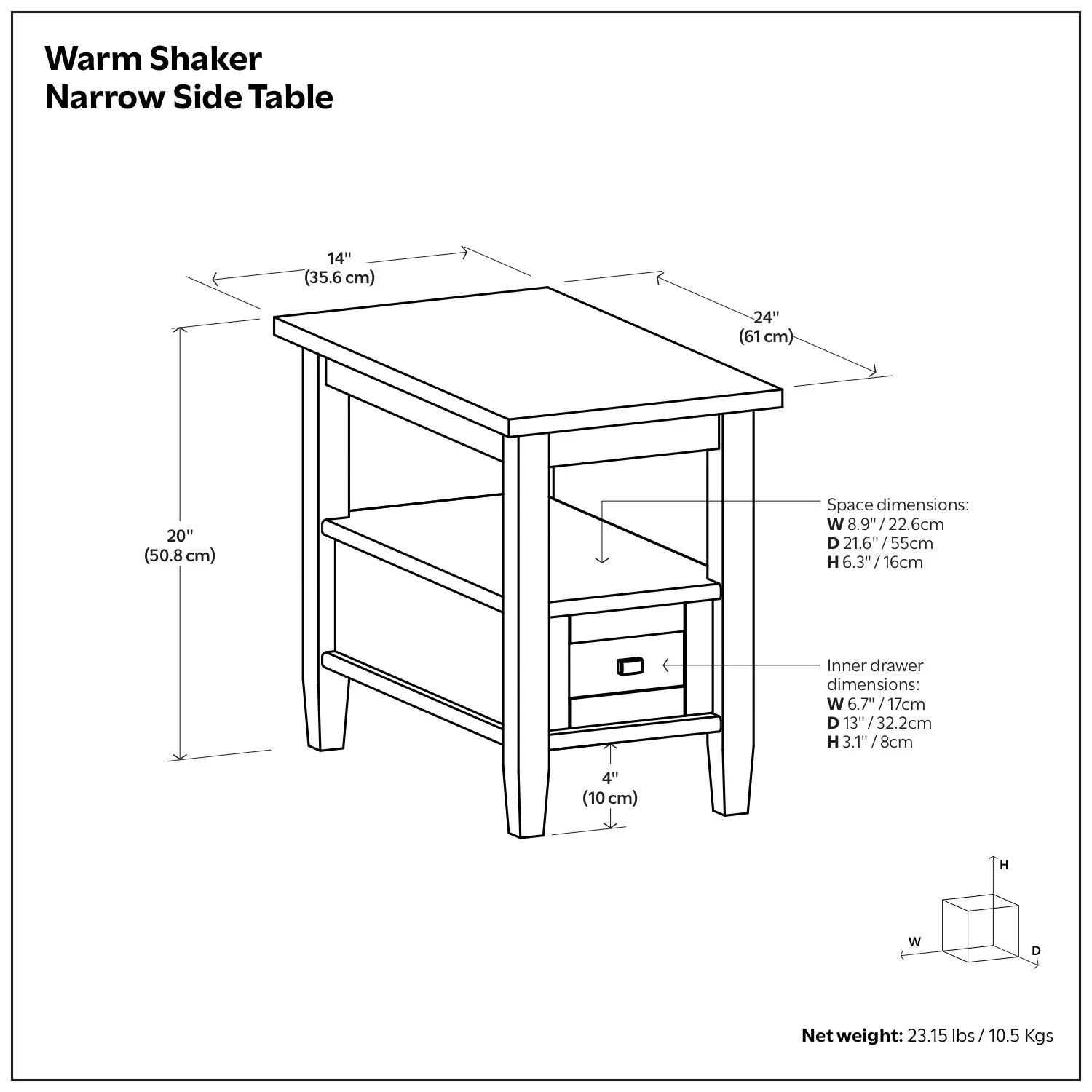 Warm Shaker - Narrow Side Table - Brown - Image 4