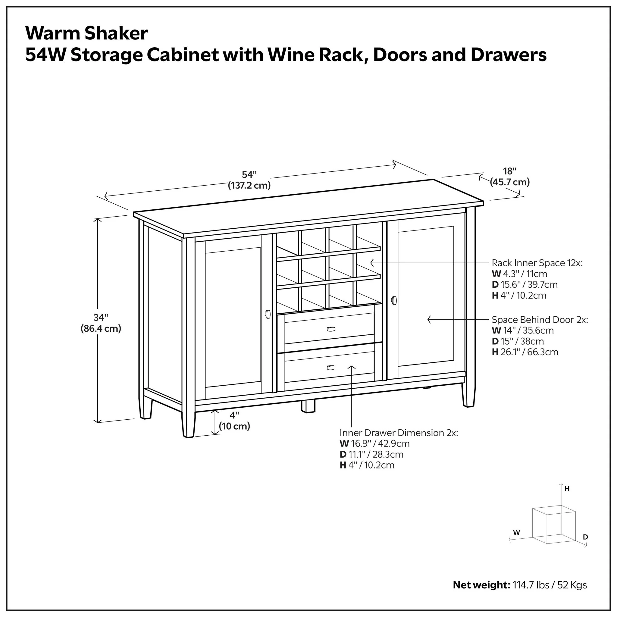 Warm Shaker - Storage Cabinet With Wine Rack - Brown - Image 2