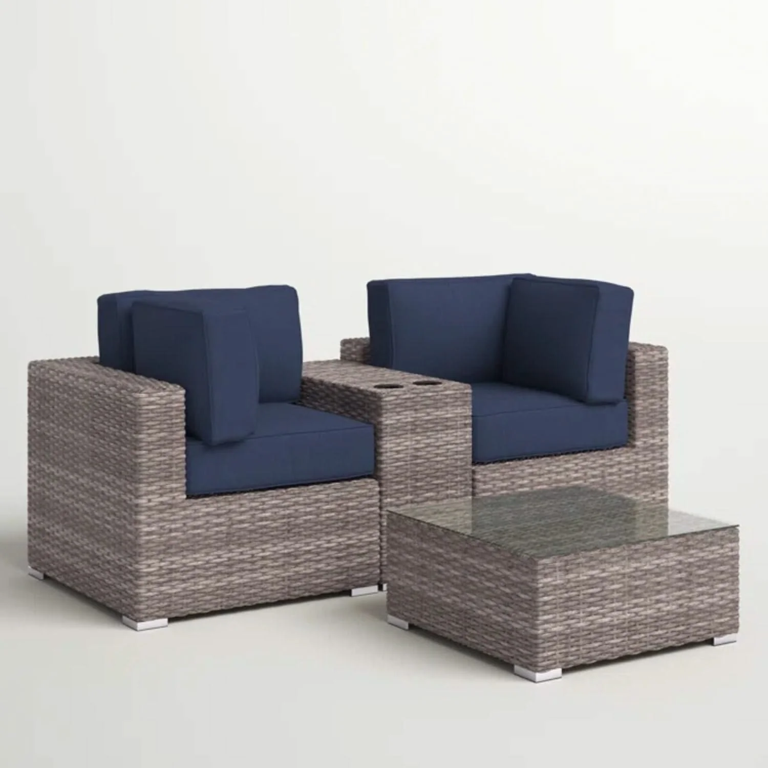 Wicker Seating Group Set With Table And Cushions - Image 19