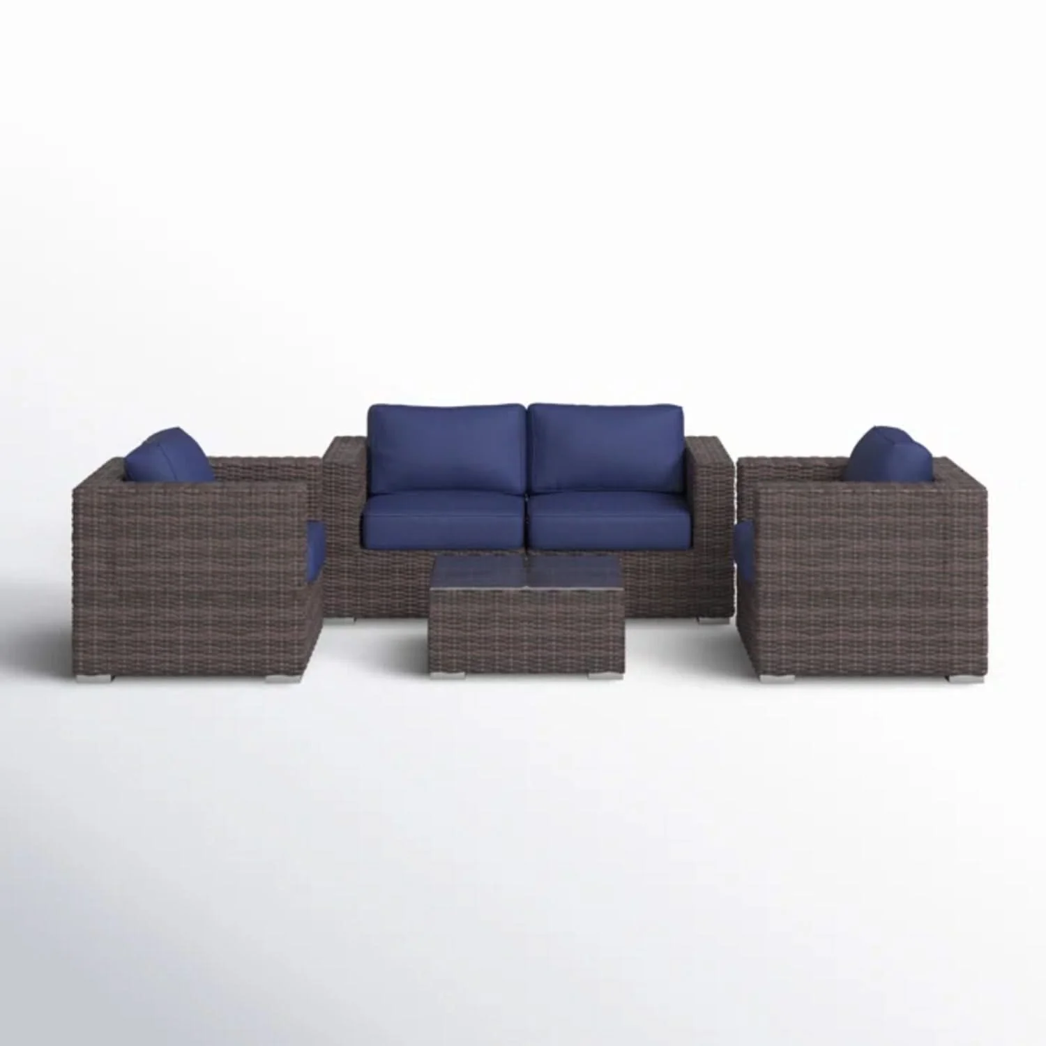 Wicker Seating Group Set With Table And Cushions - Image 2