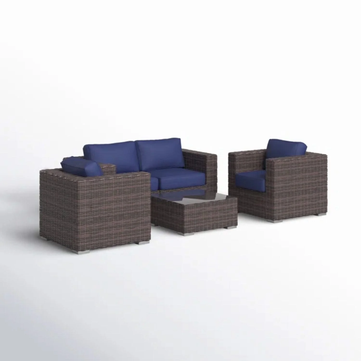 Wicker Seating Group Set With Table And Cushions - Image 20