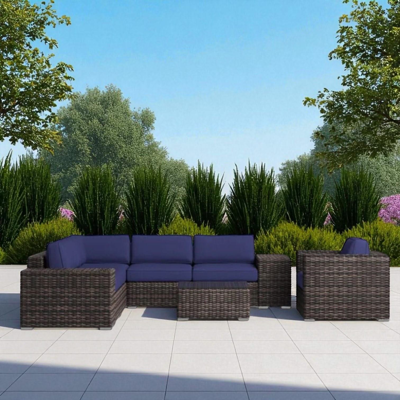 Wicker Seating Group Set With Table And Cushions - Image 28