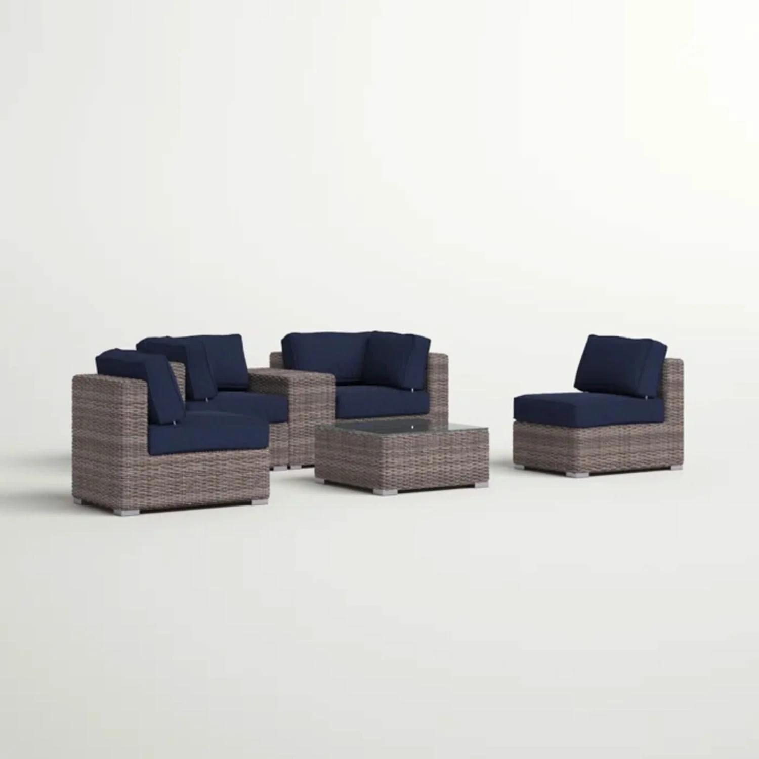 Wicker Seating Group Set With Table And Cushions - Image 30