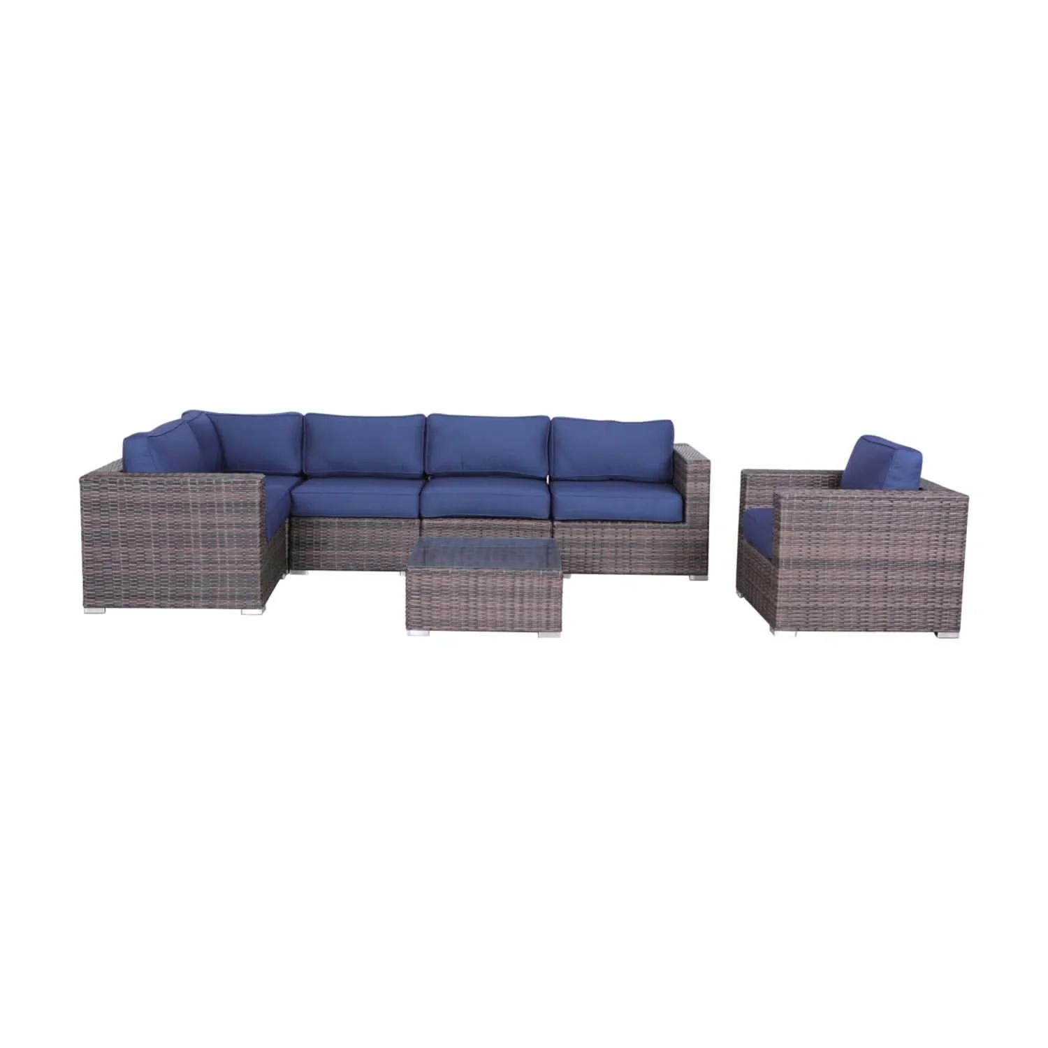 Wicker Seating Group Set With Table And Cushions - Image 5