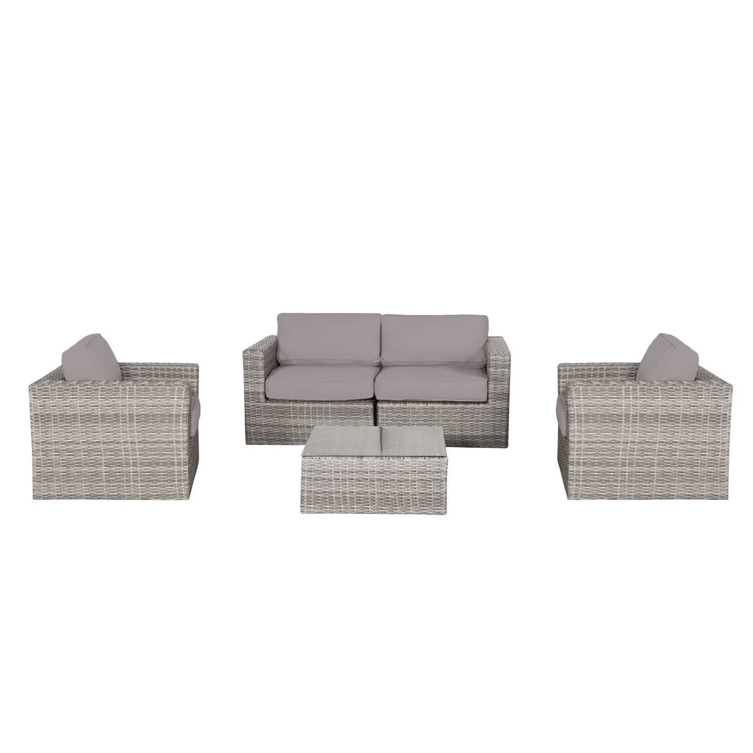Wicker Seating Group Set With Table And Cushions - Image 7