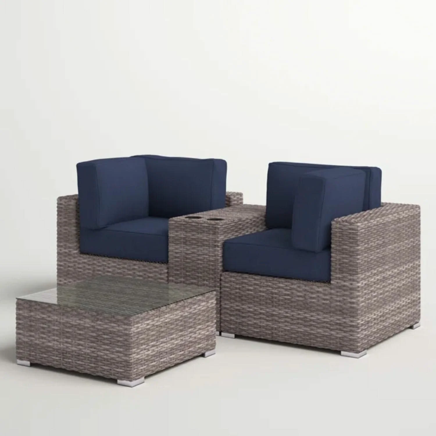 Wicker Seating Group Set With Table And Cushions - Image 8