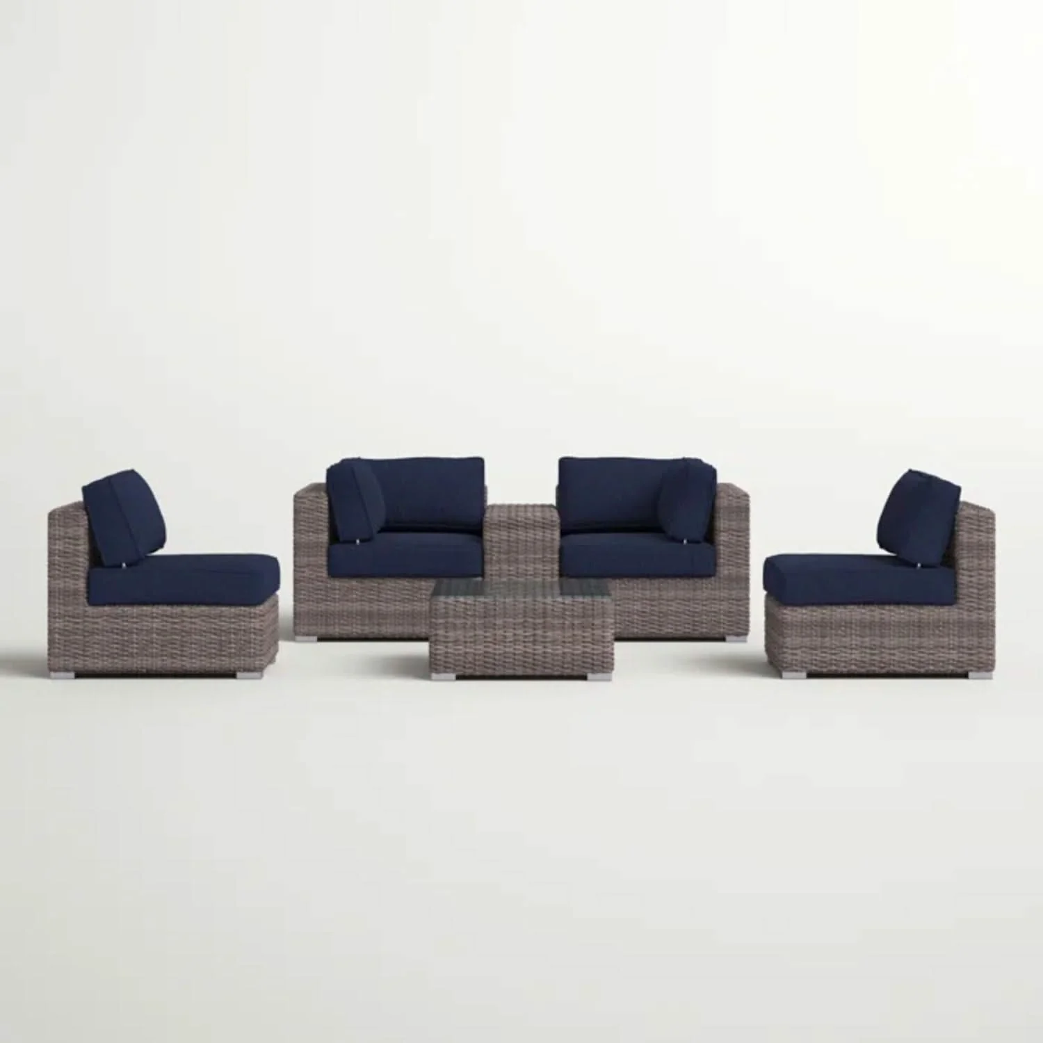 Wicker Seating Group Set With Table And Cushions - Image 9