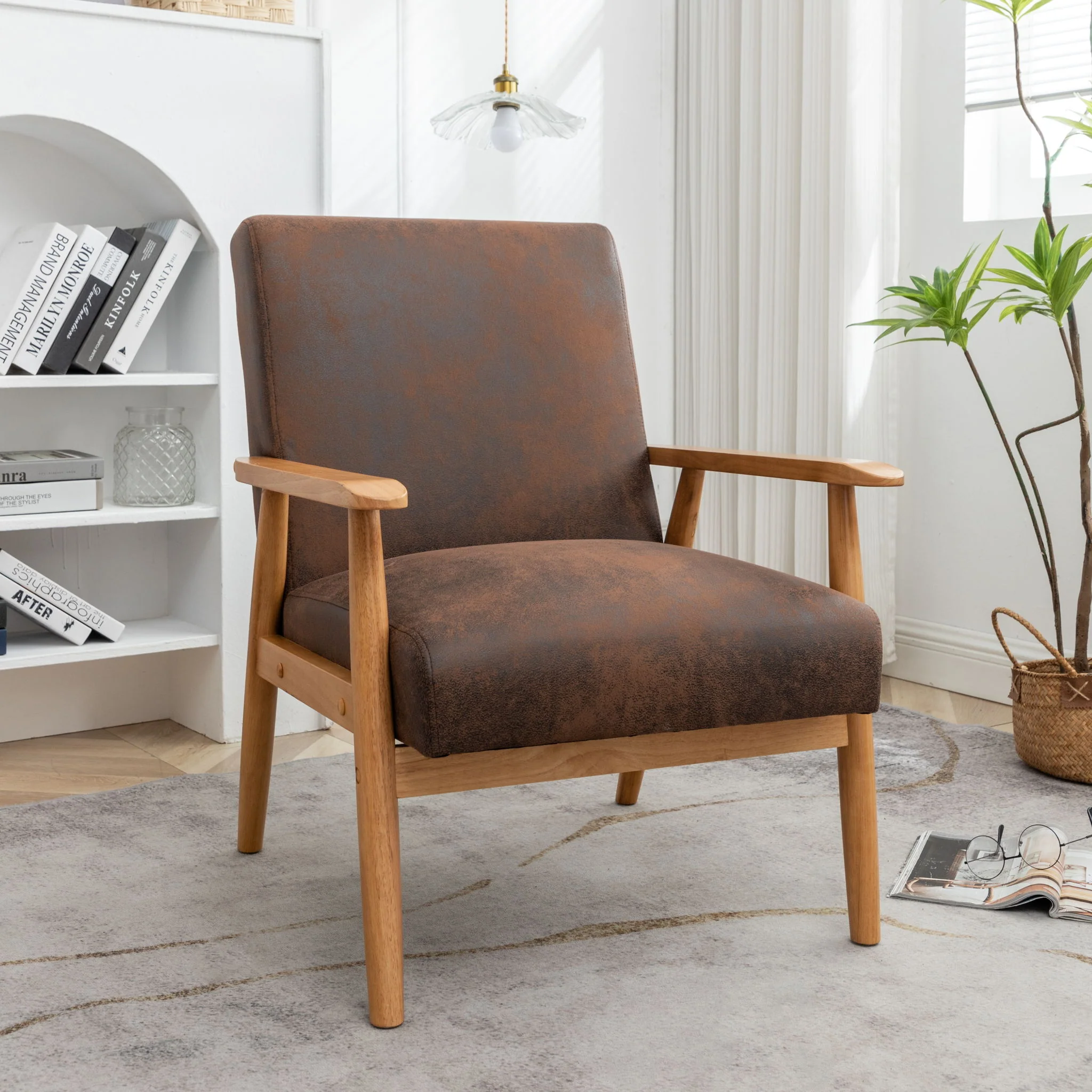 Wide Arm Chair - Light Brown - Image 2