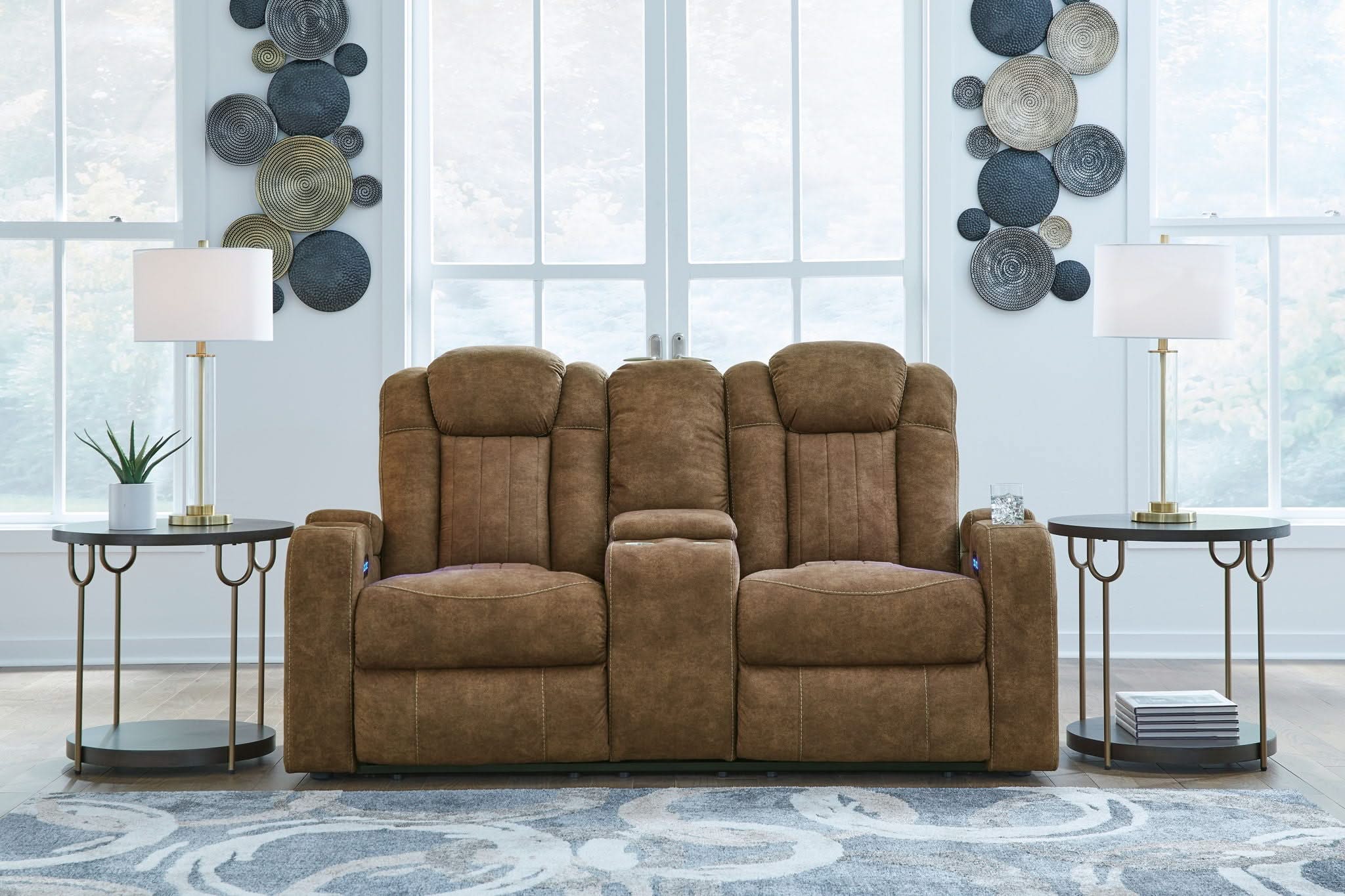 Wolfridge - Power Reclining Loveseat With Console /Adj Hdrst - Brindle - Image 4